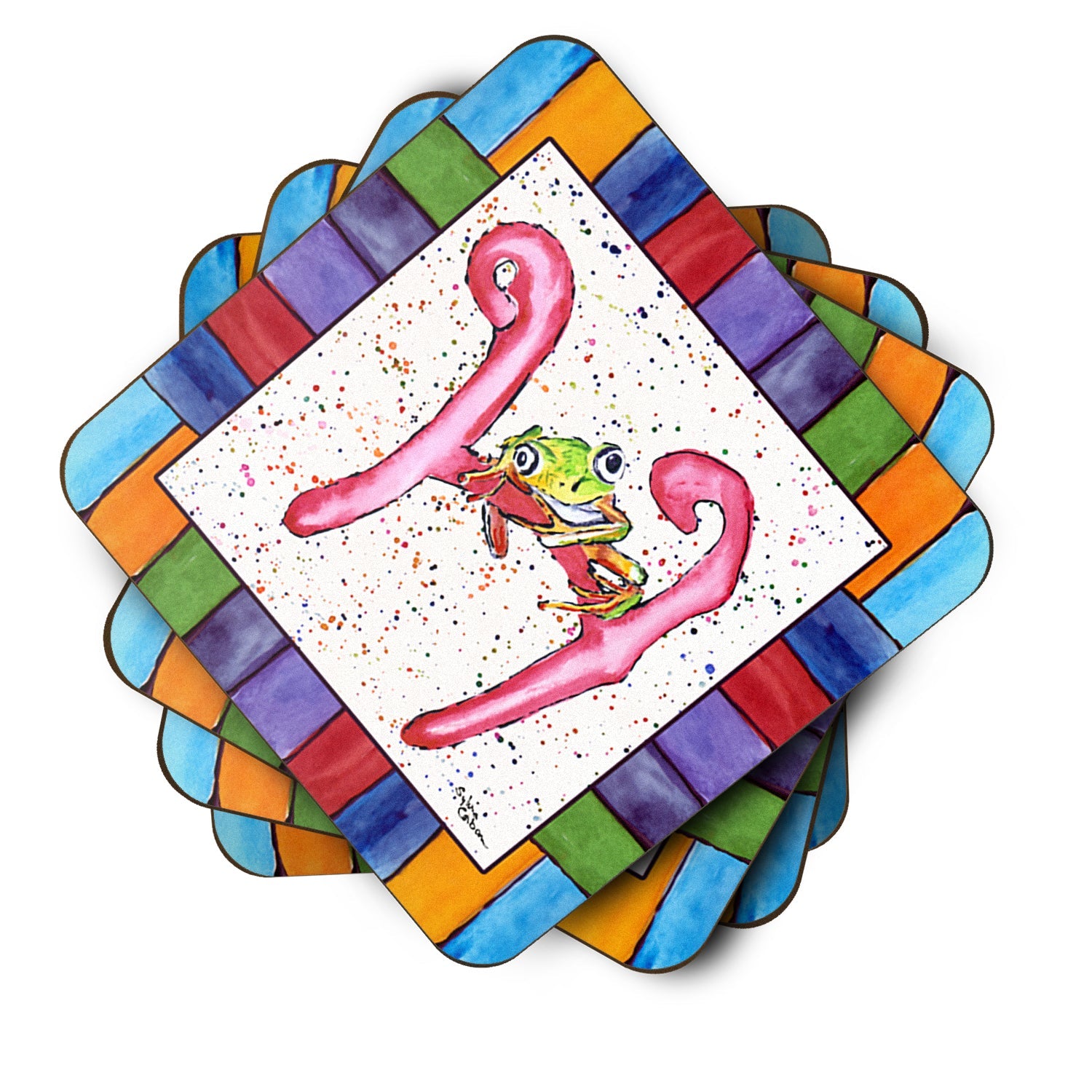 Beach and Seafood Letter H Foam Coasters Set of 4 Cup Coasters for Indoor Outdoor, Tabletop Protection, Anti Slip, Mouse pad Material