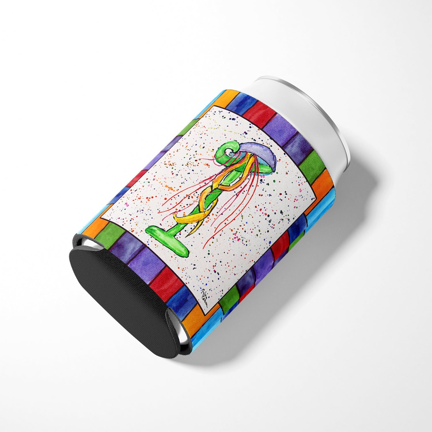 Beach and Seafood Letter I Can or Bottle Hugger Cooler Sleeve for Standard 12 oz Cans, Insulated Foam Beer & Soda Can Hugger Reusable