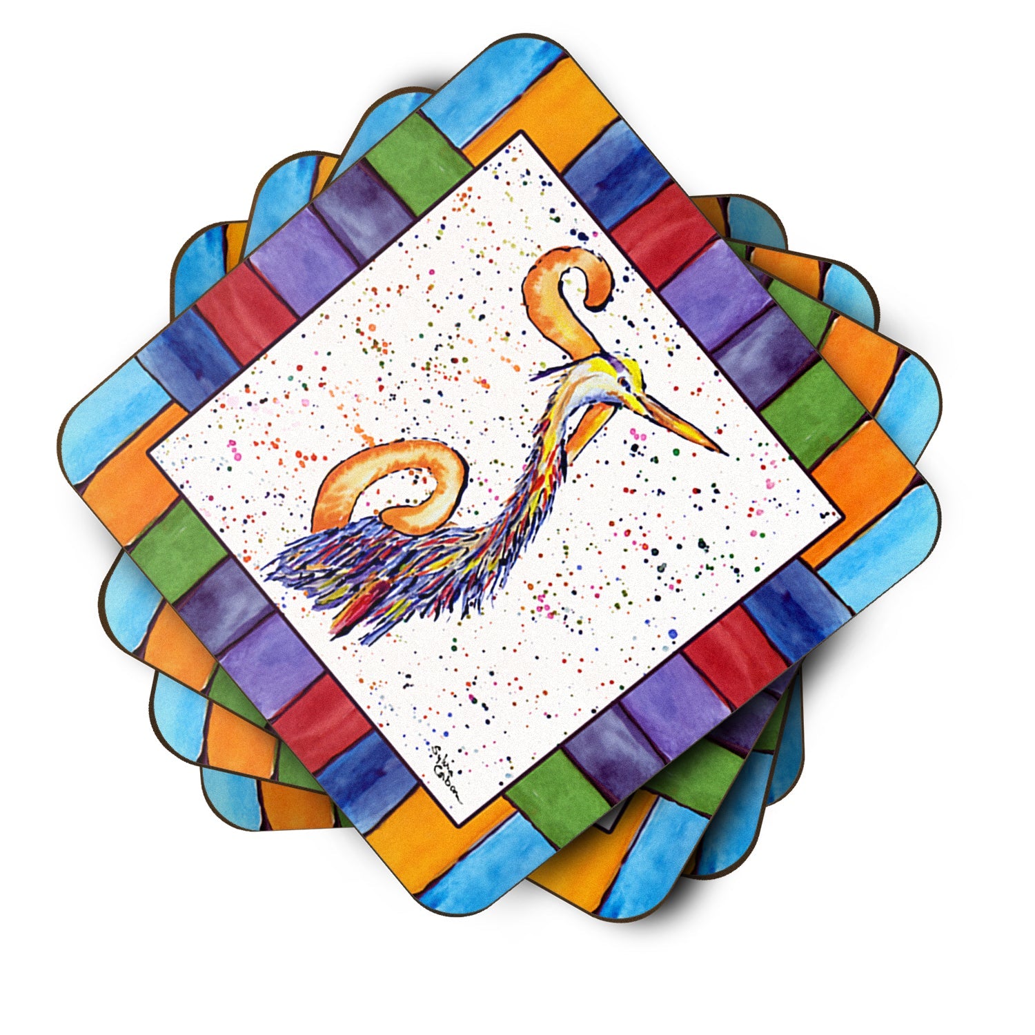 Beach and Seafood Letter J Foam Coasters Set of 4 Cup Coasters for Indoor Outdoor, Tabletop Protection, Anti Slip, Mouse pad Material