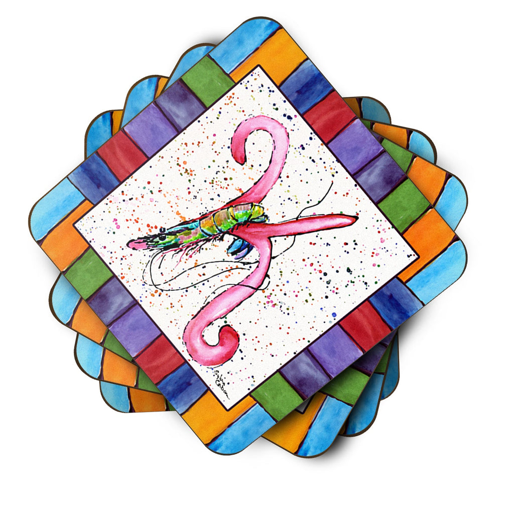 Beach and Seafood Letter K Foam Coasters Set of 4 Cup Coasters for Indoor Outdoor, Tabletop Protection, Anti Slip, Mouse pad Material