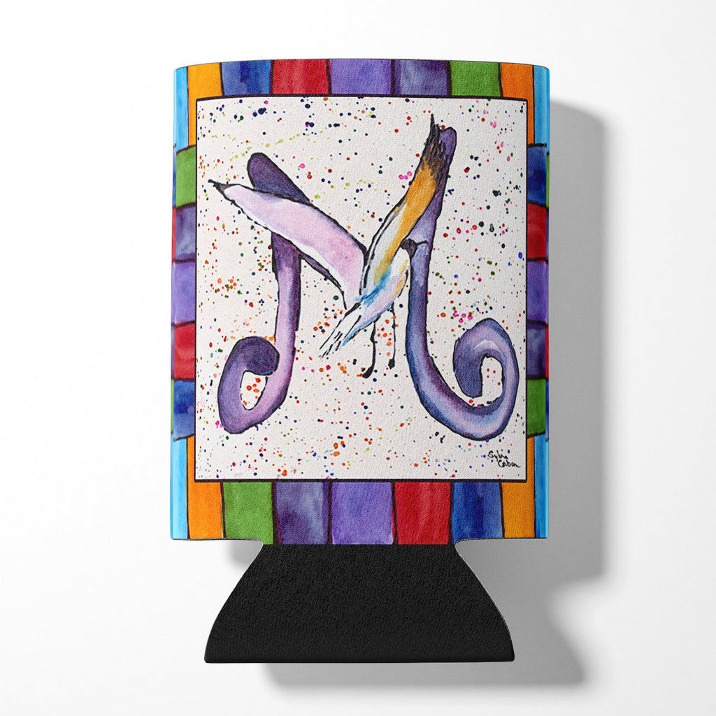 Beach and Seafood Letter M Can or Bottle Hugger Cooler Sleeve for Standard 12 oz Cans, Insulated Foam Beer & Soda Can Hugger Reusable