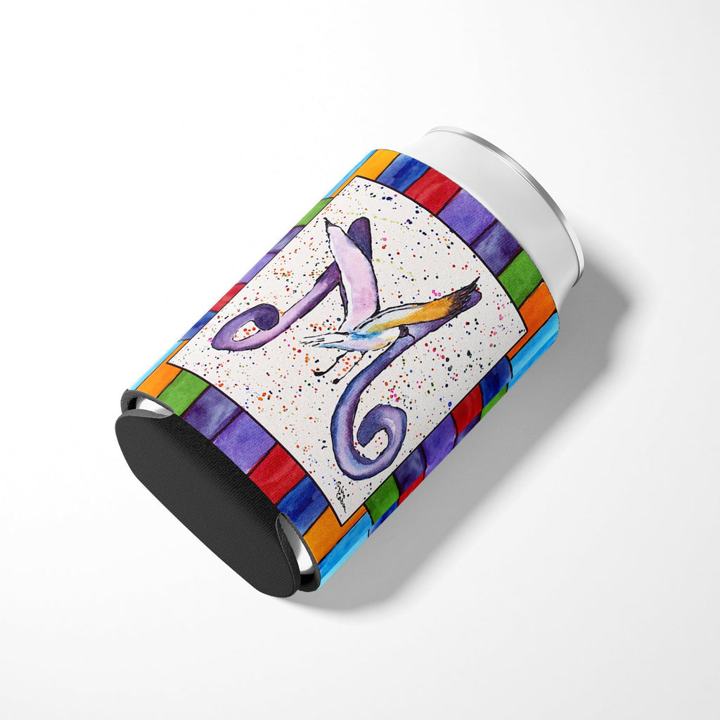 Beach and Seafood Letter M Can or Bottle Hugger Cooler Sleeve for Standard 12 oz Cans, Insulated Foam Beer & Soda Can Hugger Reusable