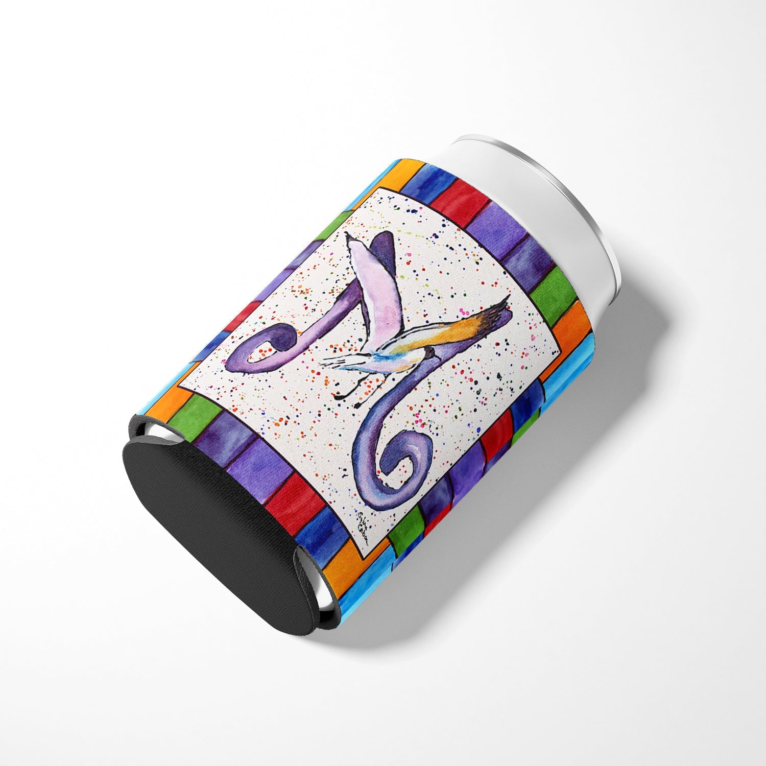Beach and Seafood Letter M Can or Bottle Hugger Cooler Sleeve for Standard 12 oz Cans, Insulated Foam Beer & Soda Can Hugger Reusable
