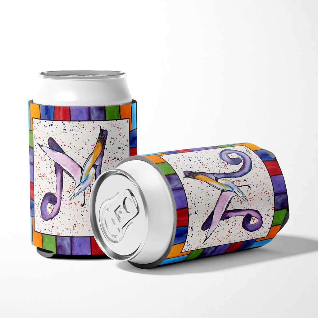Beach and Seafood Letter M Can or Bottle Hugger Cooler Sleeve for Standard 12 oz Cans, Insulated Foam Beer & Soda Can Hugger Reusable