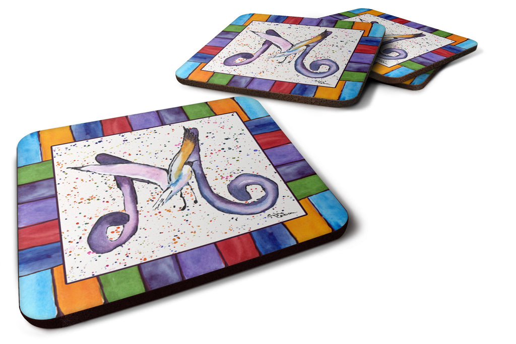 Beach and Seafood Letter M Foam Coasters Set of 4 Cup Coasters for Indoor Outdoor, Tabletop Protection, Anti Slip, Mouse pad Material