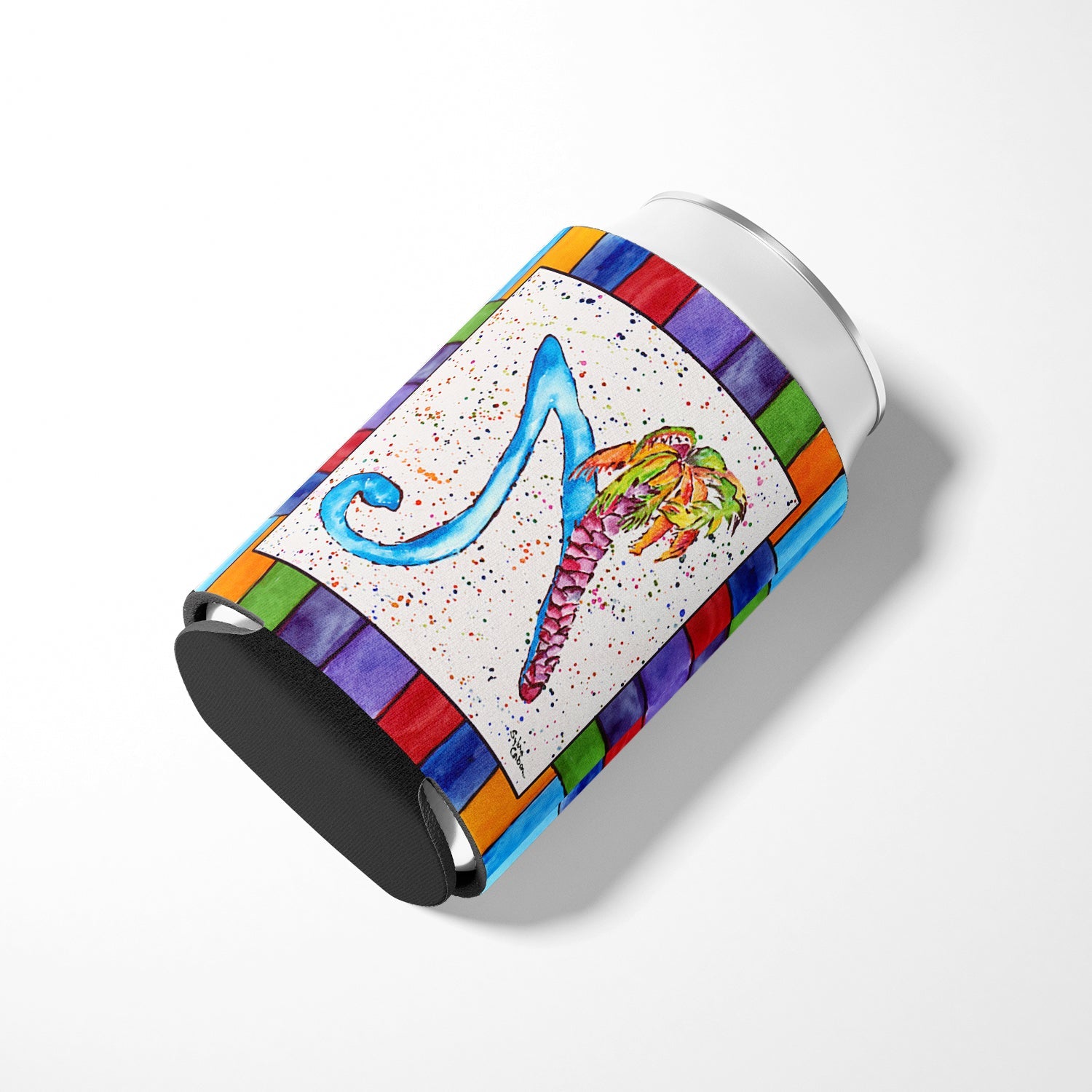 Beach and Seafood Letter N Can or Bottle Hugger Cooler Sleeve for Standard 12 oz Cans, Insulated Foam Beer & Soda Can Hugger Reusable