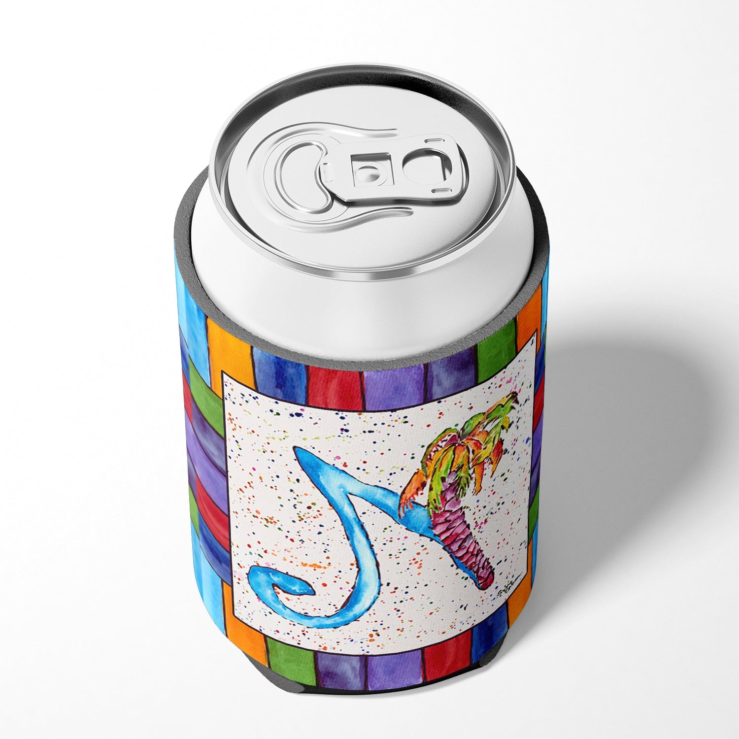 Beach and Seafood Letter N Can or Bottle Hugger Cooler Sleeve for Standard 12 oz Cans, Insulated Foam Beer & Soda Can Hugger Reusable