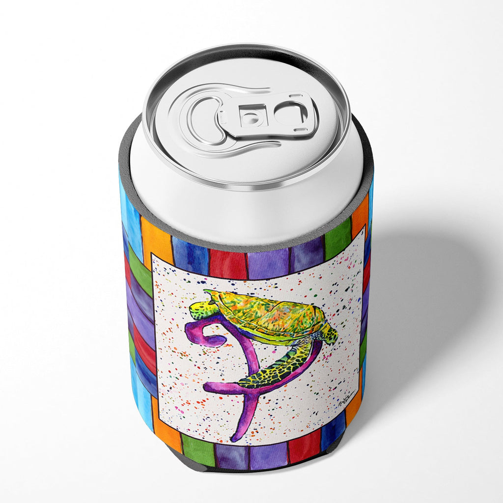 Beach and Seafood Letter P Can or Bottle Hugger Cooler Sleeve for Standard 12 oz Cans, Insulated Foam Beer & Soda Can Hugger Reusable