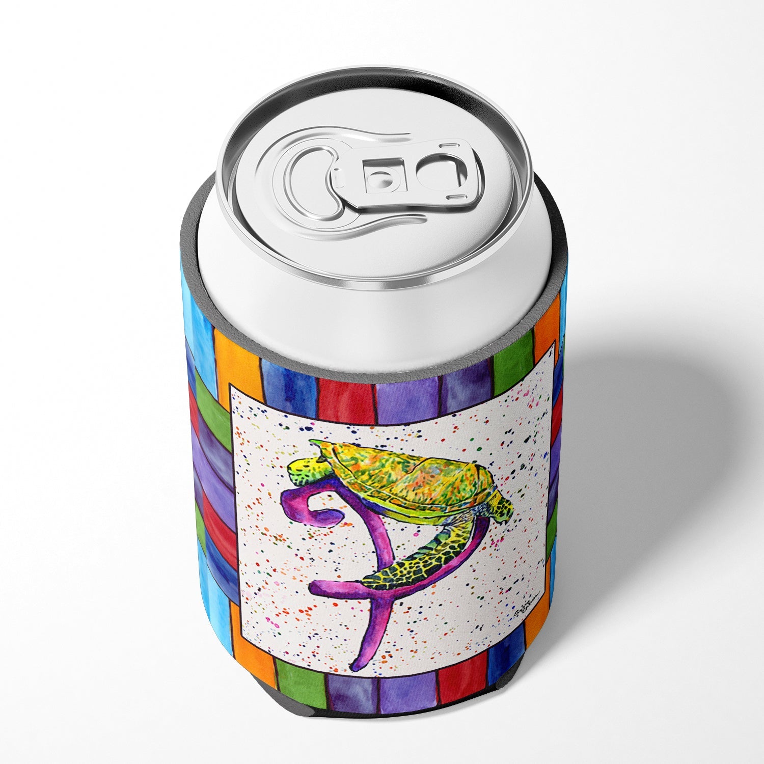 Beach and Seafood Letter P Can or Bottle Hugger Cooler Sleeve for Standard 12 oz Cans, Insulated Foam Beer & Soda Can Hugger Reusable