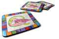 Beach and Seafood Letter Q Foam Coasters Set of 4 Cup Coasters for Indoor Outdoor, Tabletop Protection, Anti Slip, Mouse pad Material