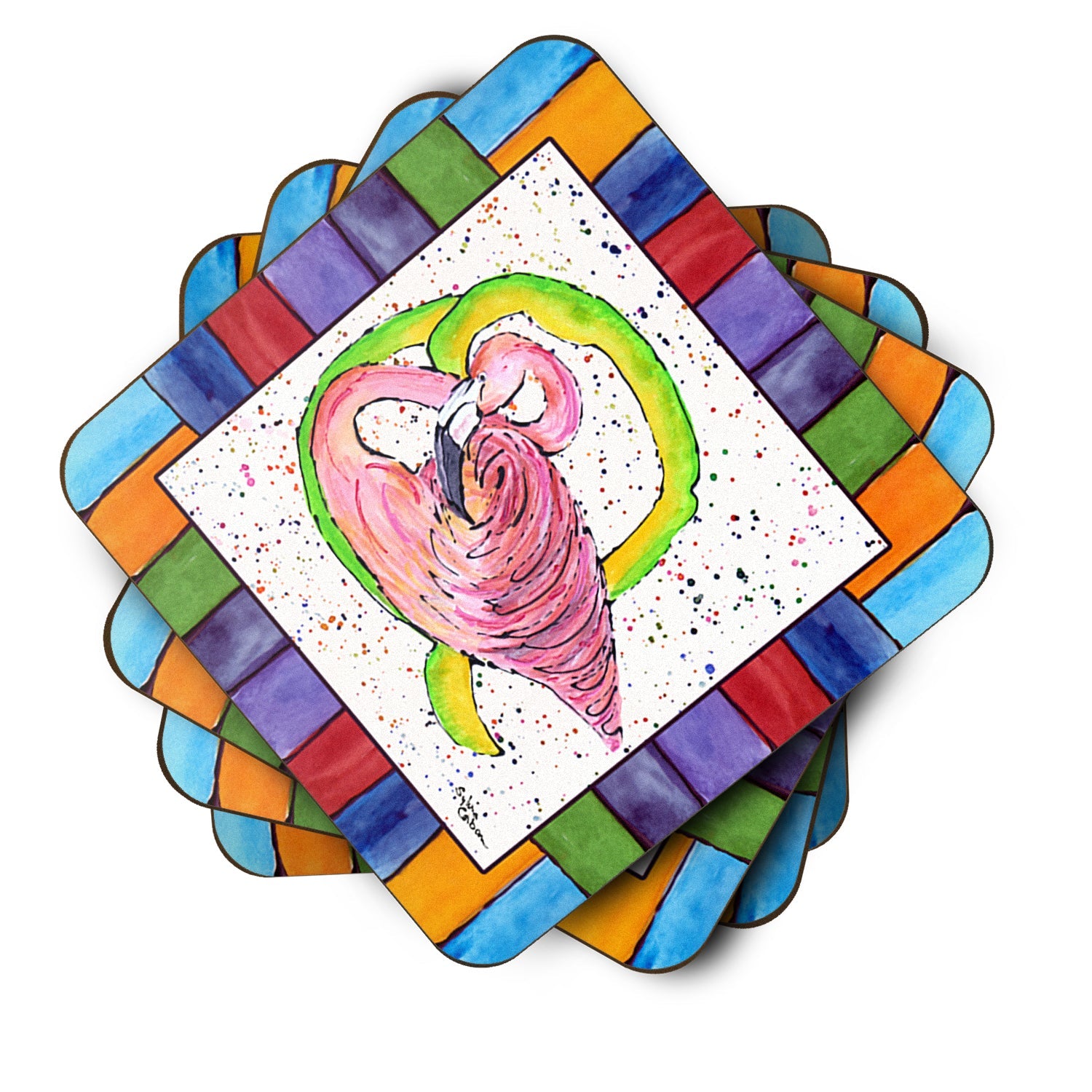 Beach and Seafood Letter Q Foam Coasters Set of 4 Cup Coasters for Indoor Outdoor, Tabletop Protection, Anti Slip, Mouse pad Material