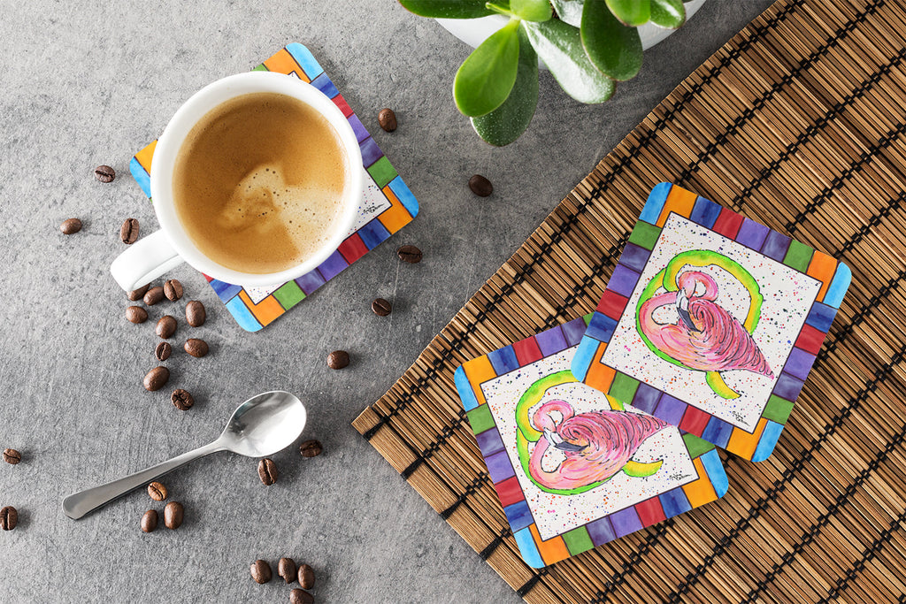 Beach and Seafood Letter Q Foam Coasters Set of 4 Cup Coasters for Indoor Outdoor, Tabletop Protection, Anti Slip, Mouse pad Material