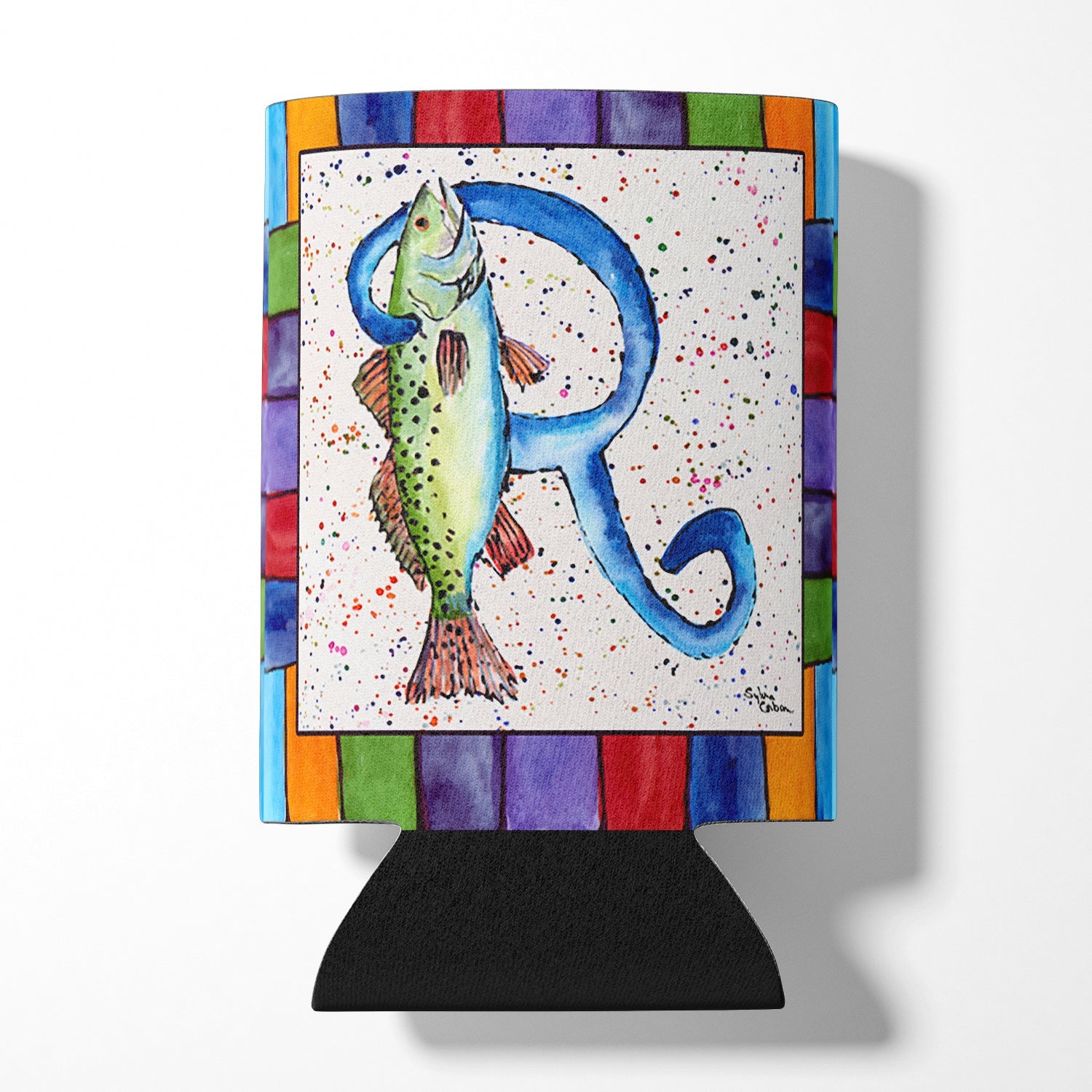 Beach and Seafood Letter R Can or Bottle Hugger Cooler Sleeve for Standard 12 oz Cans, Insulated Foam Beer & Soda Can Hugger Reusable