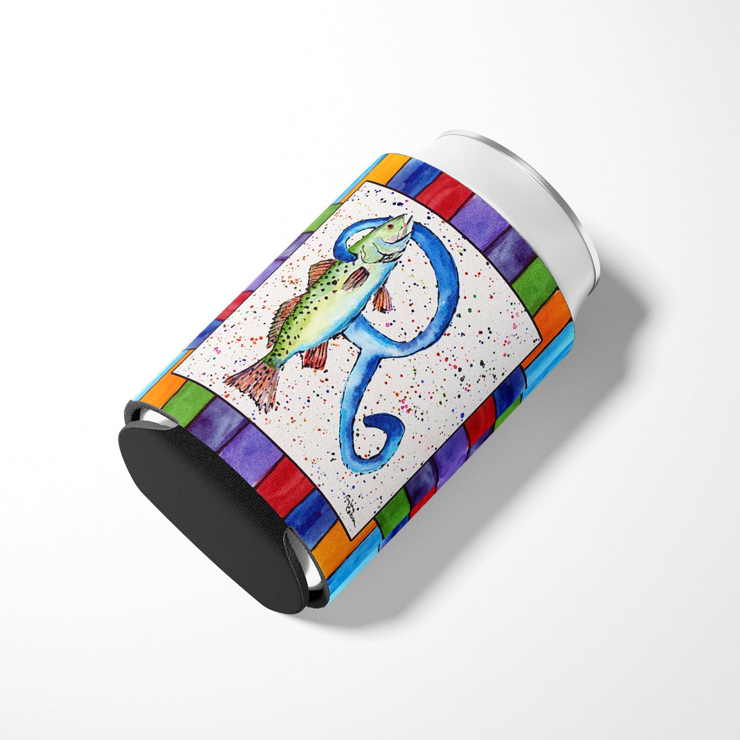 Beach and Seafood Letter R Can or Bottle Hugger Cooler Sleeve for Standard 12 oz Cans, Insulated Foam Beer & Soda Can Hugger Reusable