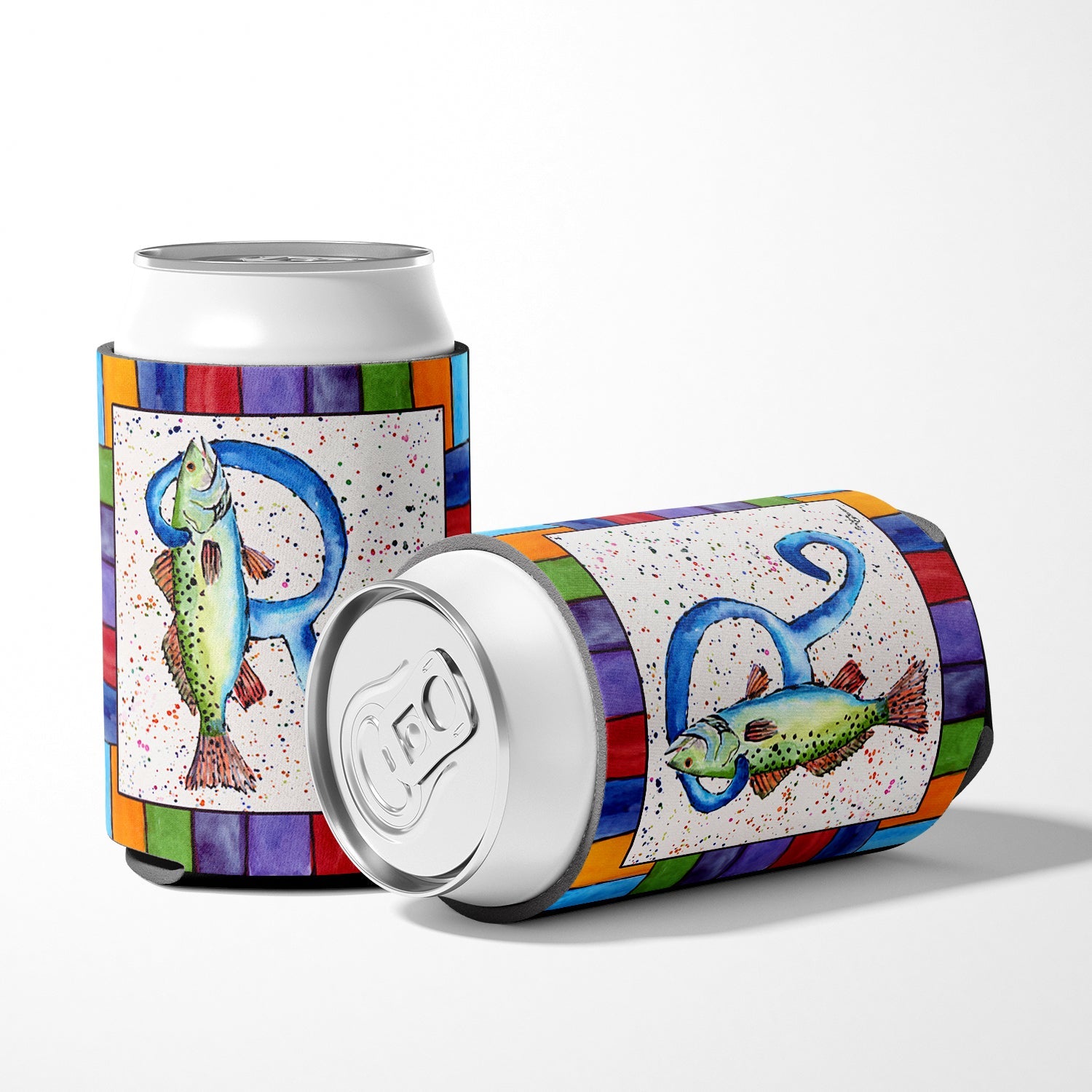 Beach and Seafood Letter R Can or Bottle Hugger Cooler Sleeve for Standard 12 oz Cans, Insulated Foam Beer & Soda Can Hugger Reusable