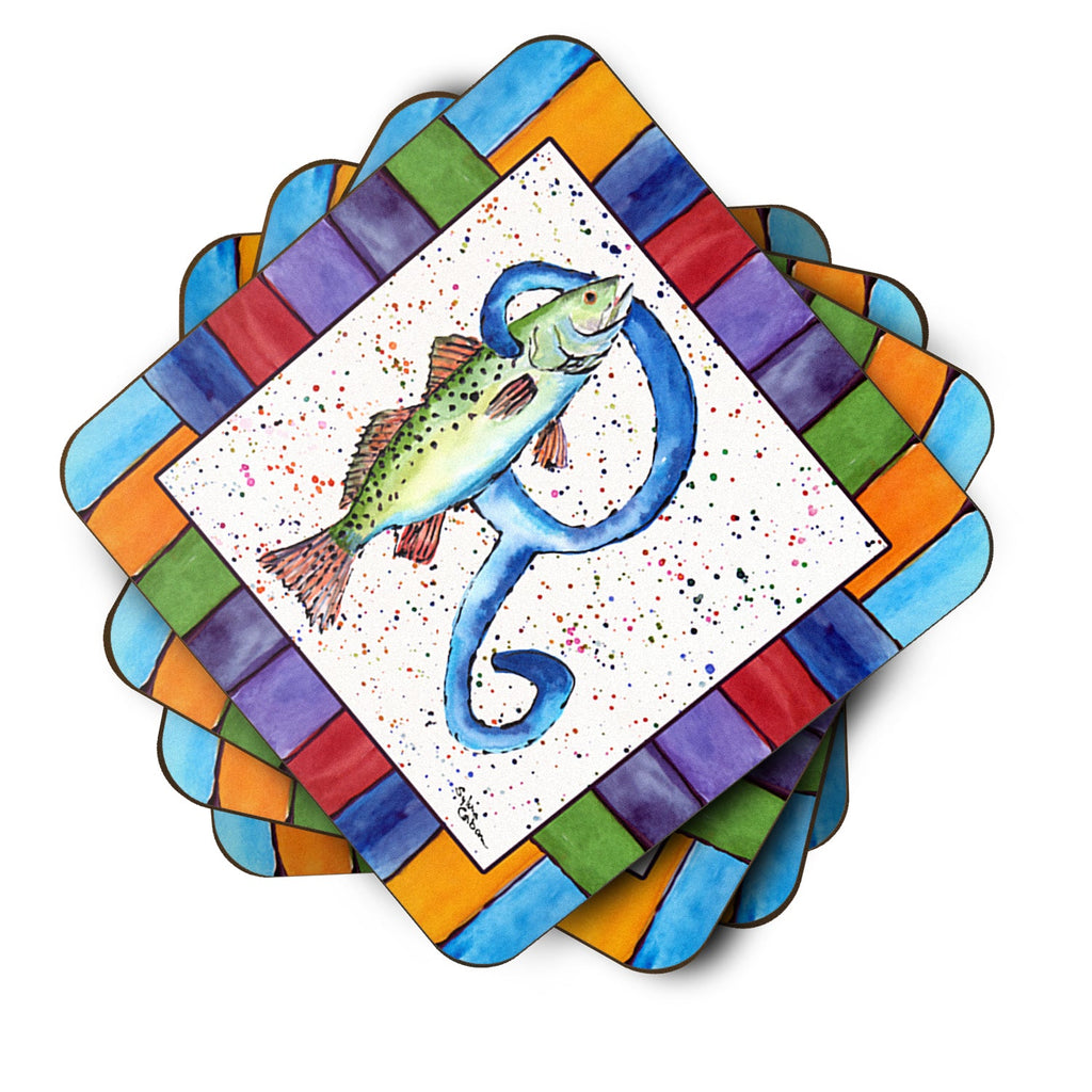 Beach and Seafood Letter R Foam Coasters Set of 4 Cup Coasters for Indoor Outdoor, Tabletop Protection, Anti Slip, Mouse pad Material