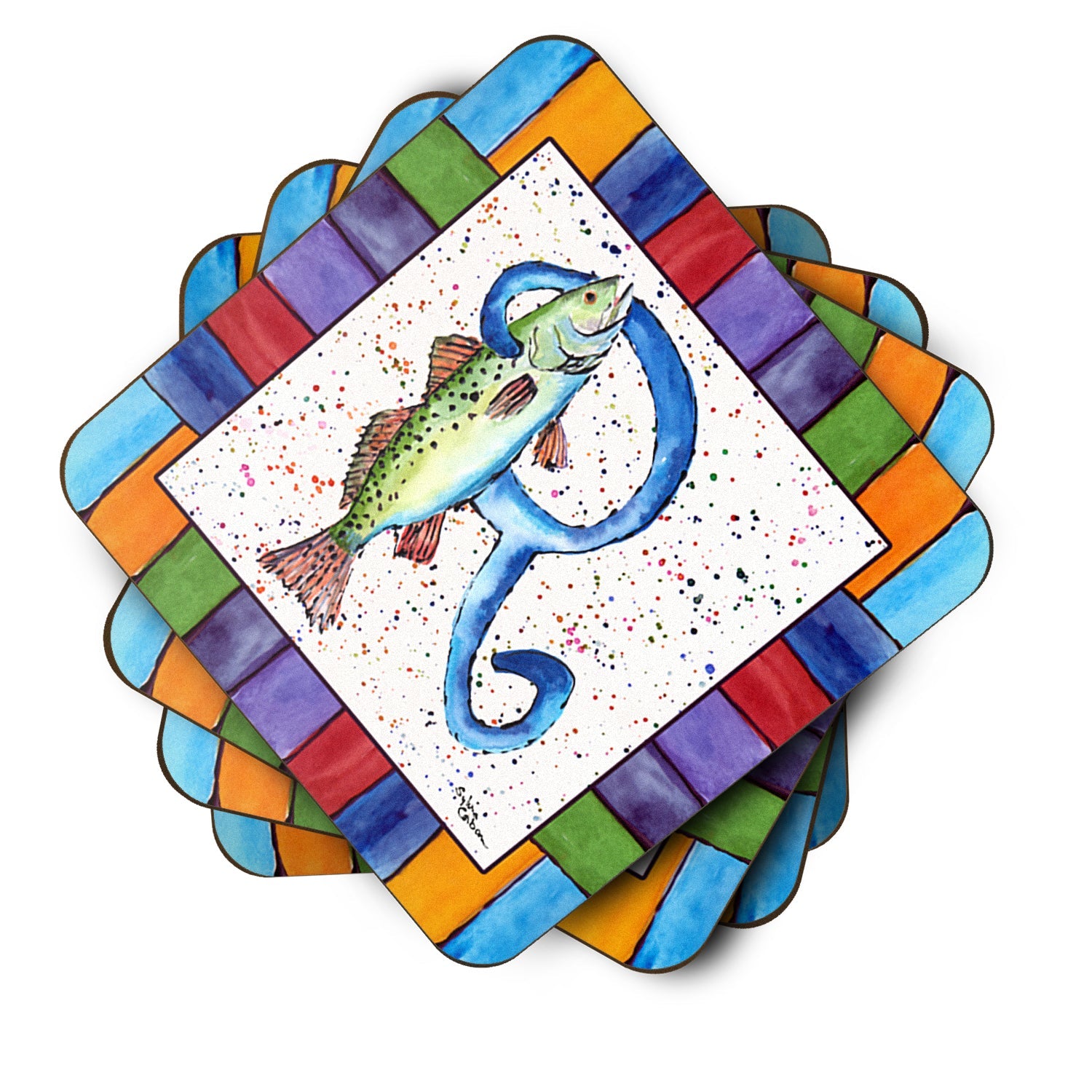Beach and Seafood Letter R Foam Coasters Set of 4 Cup Coasters for Indoor Outdoor, Tabletop Protection, Anti Slip, Mouse pad Material