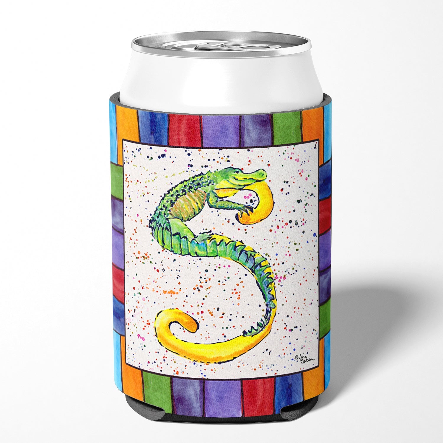 Beach and Seafood Letter S Can or Bottle Hugger Cooler Sleeve for Standard 12 oz Cans, Insulated Foam Beer & Soda Can Hugger Reusable
