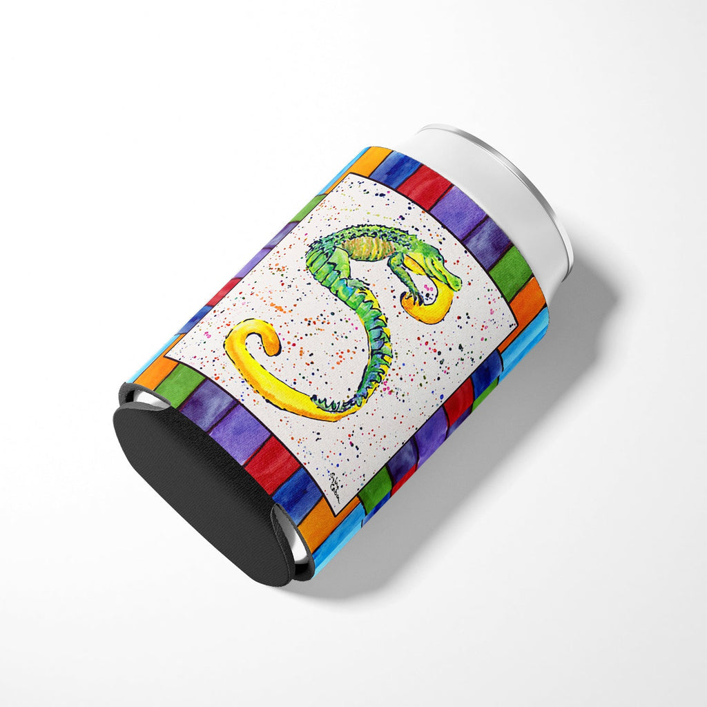 Beach and Seafood Letter S Can or Bottle Hugger Cooler Sleeve for Standard 12 oz Cans, Insulated Foam Beer & Soda Can Hugger Reusable