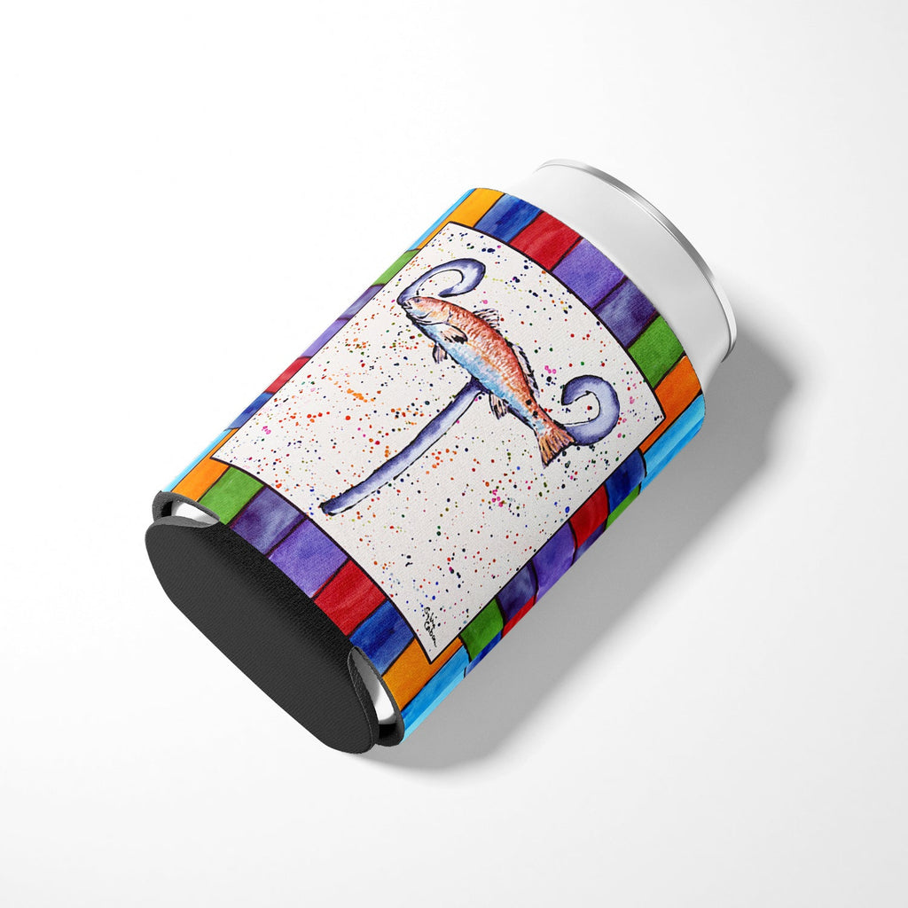 Beach and Seafood Letter T Can or Bottle Hugger Cooler Sleeve for Standard 12 oz Cans, Insulated Foam Beer & Soda Can Hugger Reusable