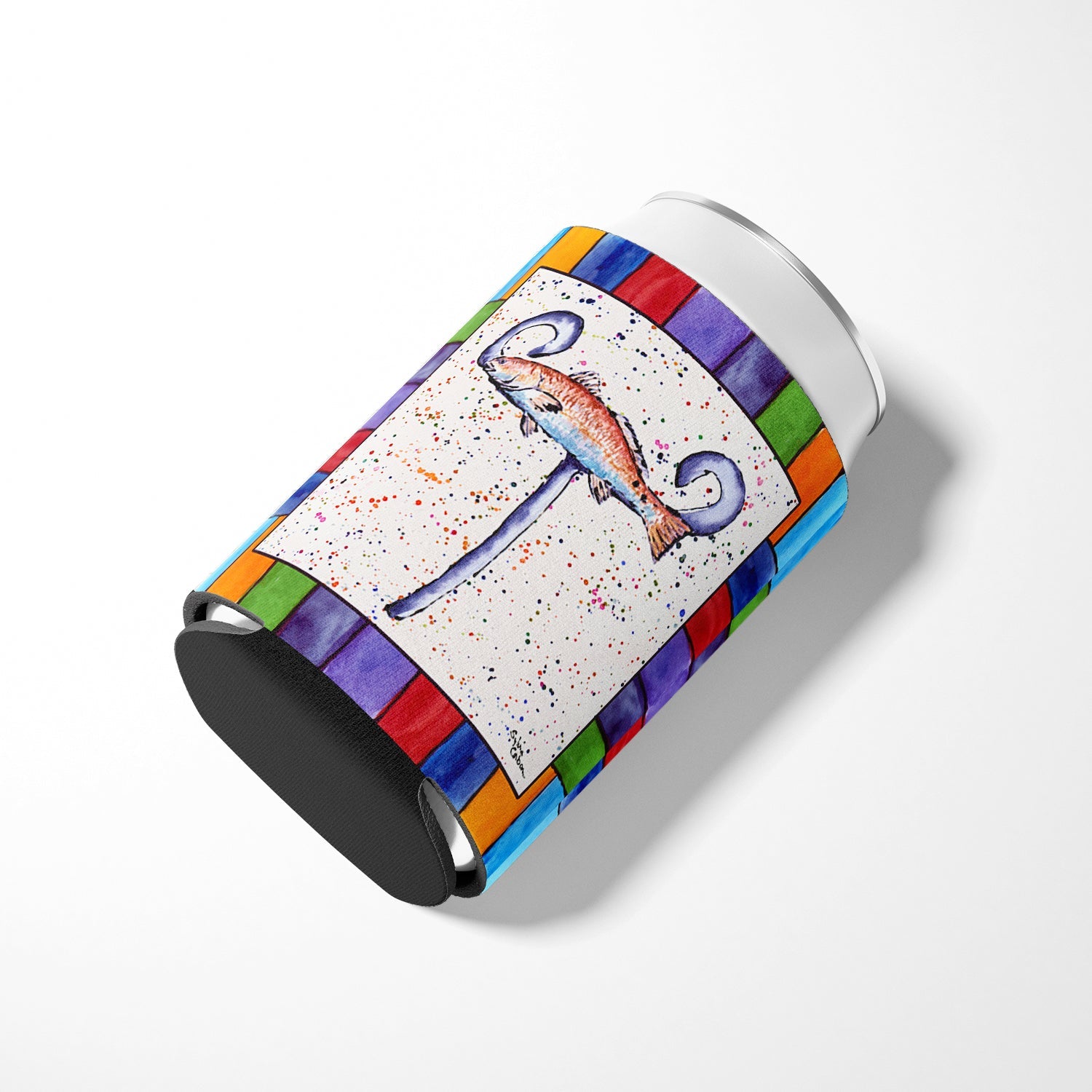 Beach and Seafood Letter T Can or Bottle Hugger Cooler Sleeve for Standard 12 oz Cans, Insulated Foam Beer & Soda Can Hugger Reusable