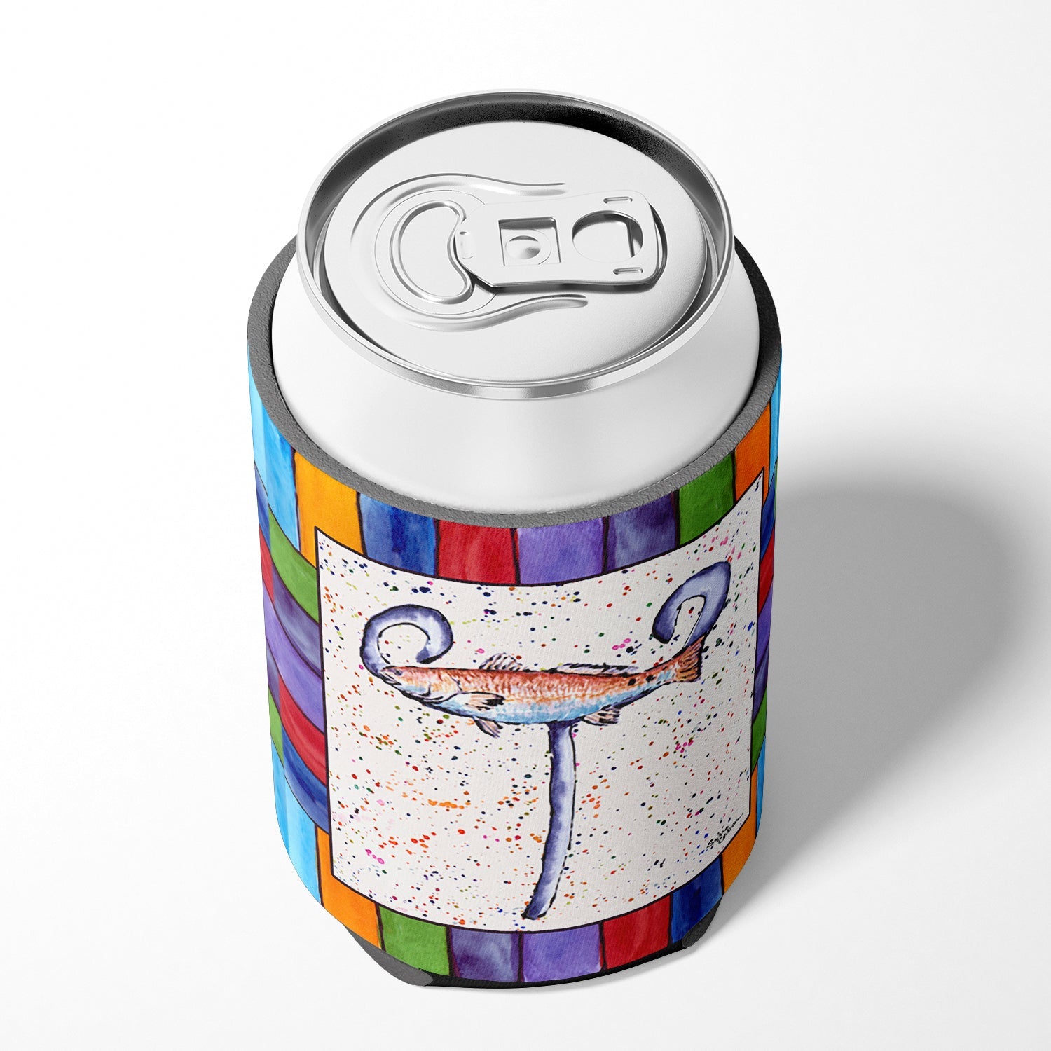 Beach and Seafood Letter T Can or Bottle Hugger Cooler Sleeve for Standard 12 oz Cans, Insulated Foam Beer & Soda Can Hugger Reusable