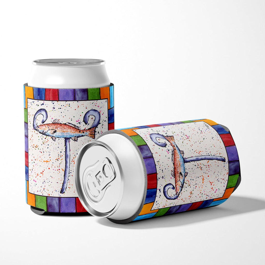 Beach and Seafood Letter T Can or Bottle Hugger Cooler Sleeve for Standard 12 oz Cans, Insulated Foam Beer & Soda Can Hugger Reusable