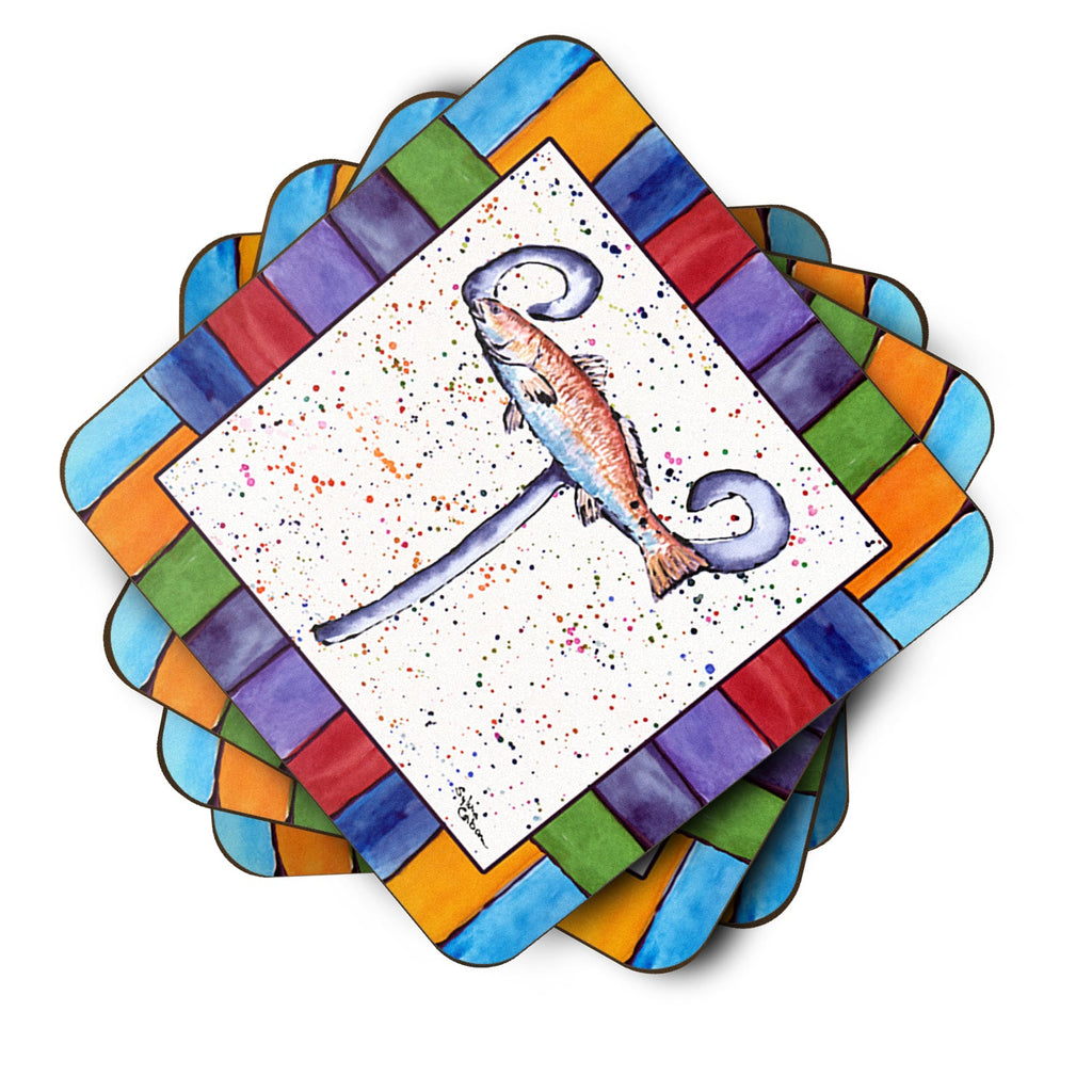 Beach and Seafood Letter T Foam Coasters Set of 4 Cup Coasters for Indoor Outdoor, Tabletop Protection, Anti Slip, Mouse pad Material