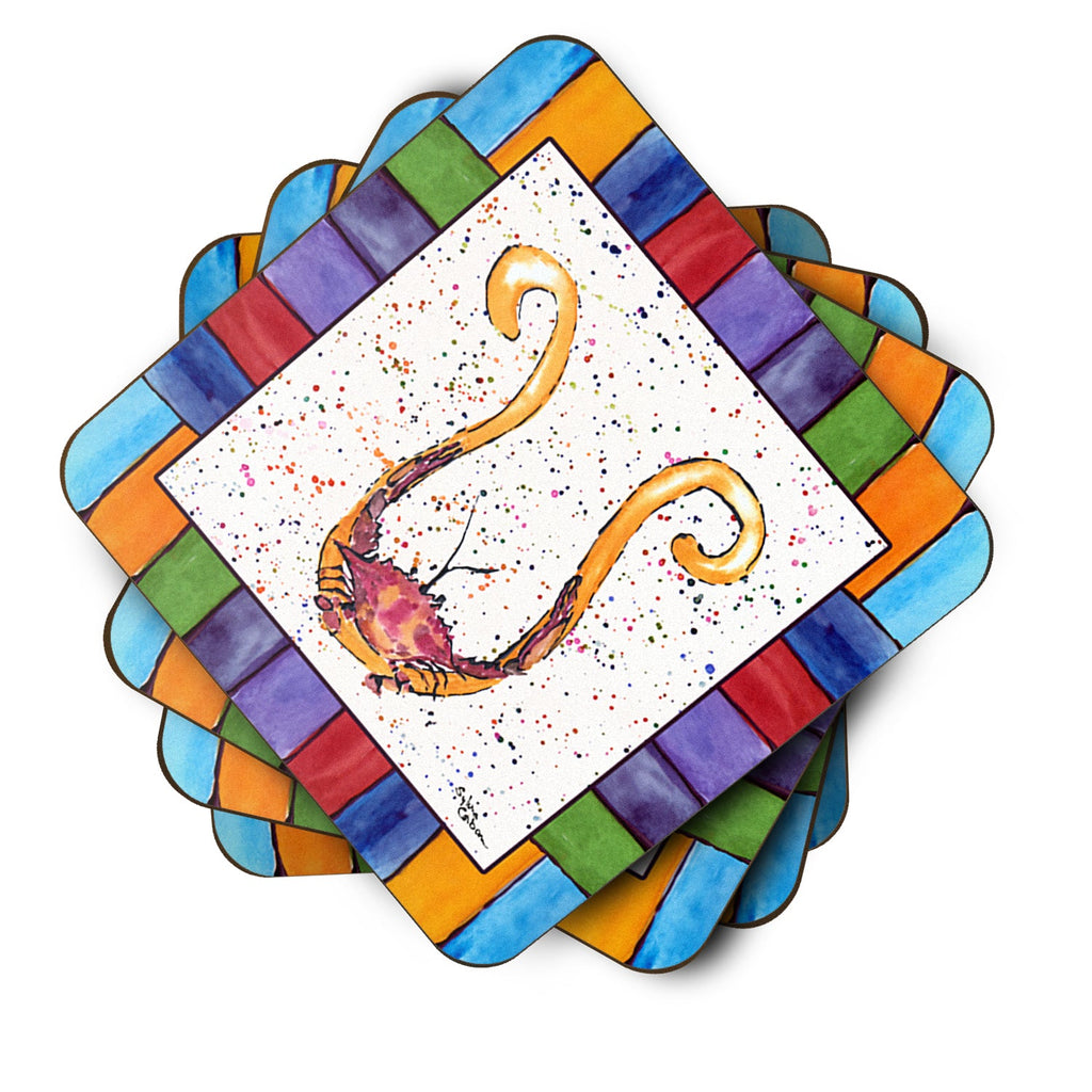 Beach and Seafood Letter U Foam Coasters Set of 4 Cup Coasters for Indoor Outdoor, Tabletop Protection, Anti Slip, Mouse pad Material