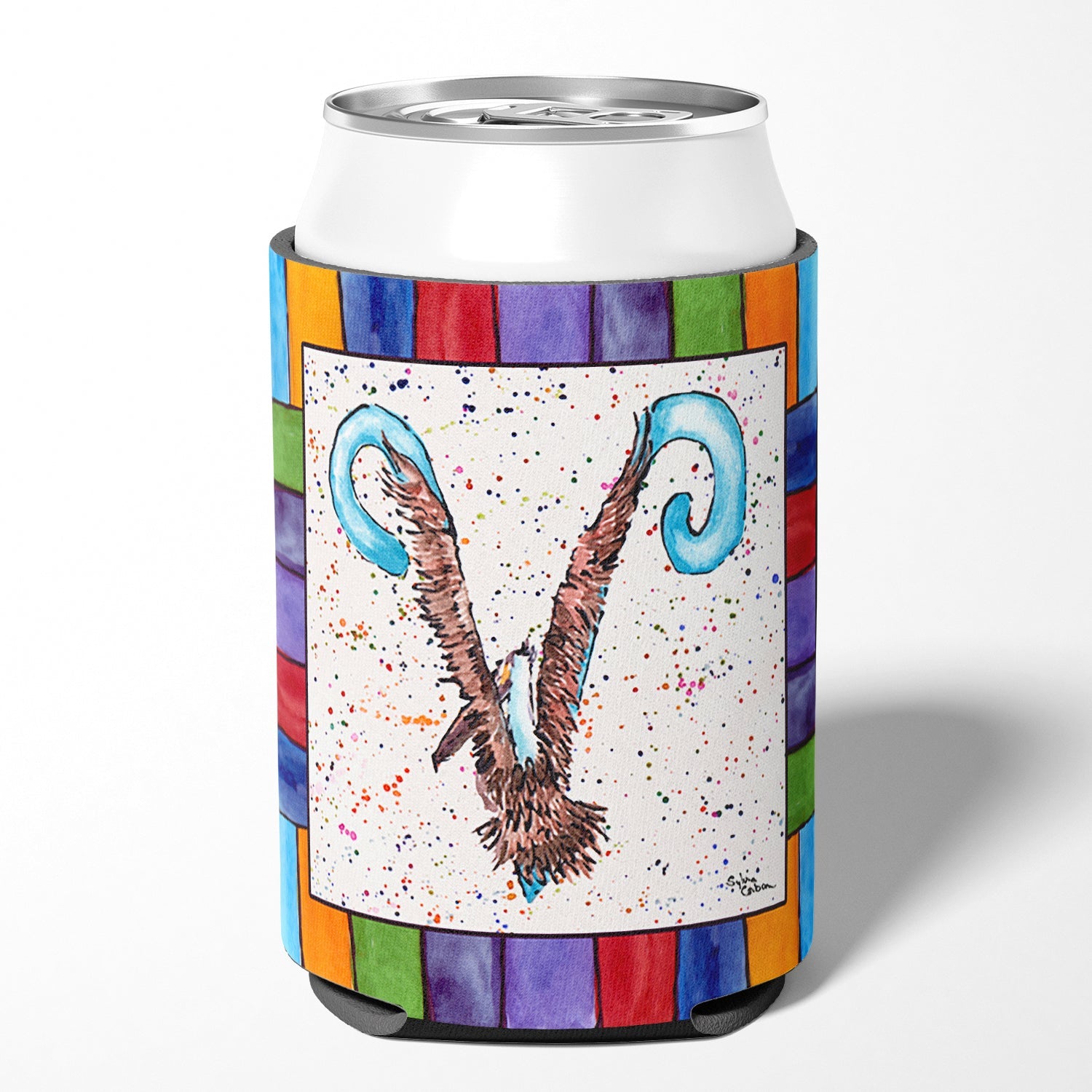 Beach and Seafood Letter V Can or Bottle Hugger Cooler Sleeve for Standard 12 oz Cans, Insulated Foam Beer & Soda Can Hugger Reusable