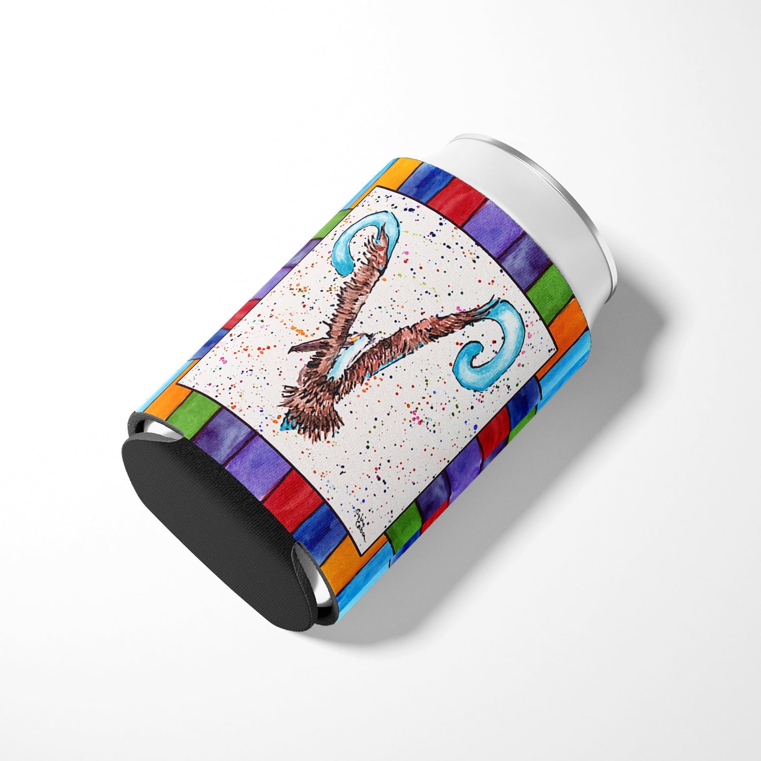 Beach and Seafood Letter V Can or Bottle Hugger Cooler Sleeve for Standard 12 oz Cans, Insulated Foam Beer & Soda Can Hugger Reusable