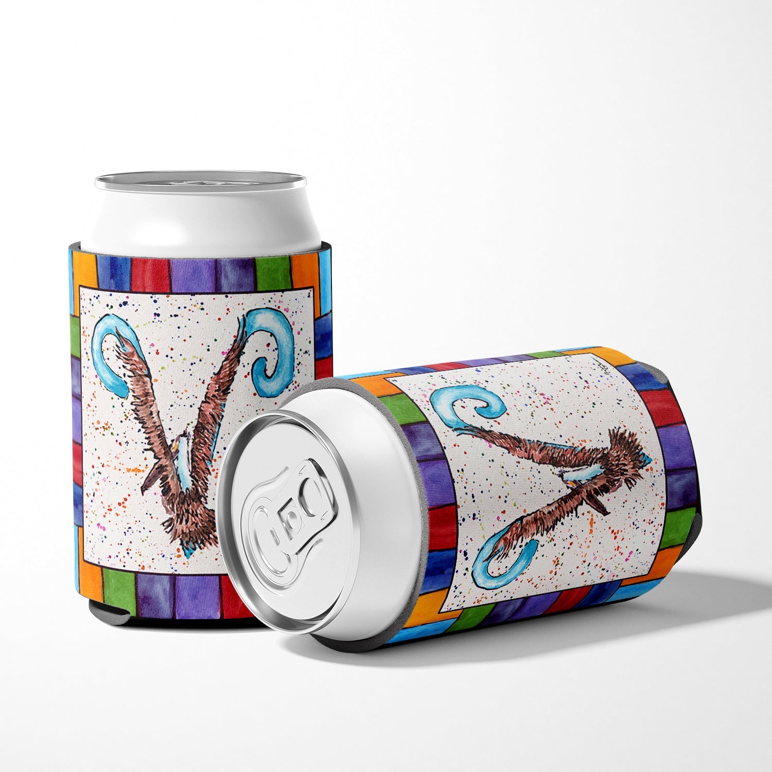 Beach and Seafood Letter V Can or Bottle Hugger Cooler Sleeve for Standard 12 oz Cans, Insulated Foam Beer & Soda Can Hugger Reusable