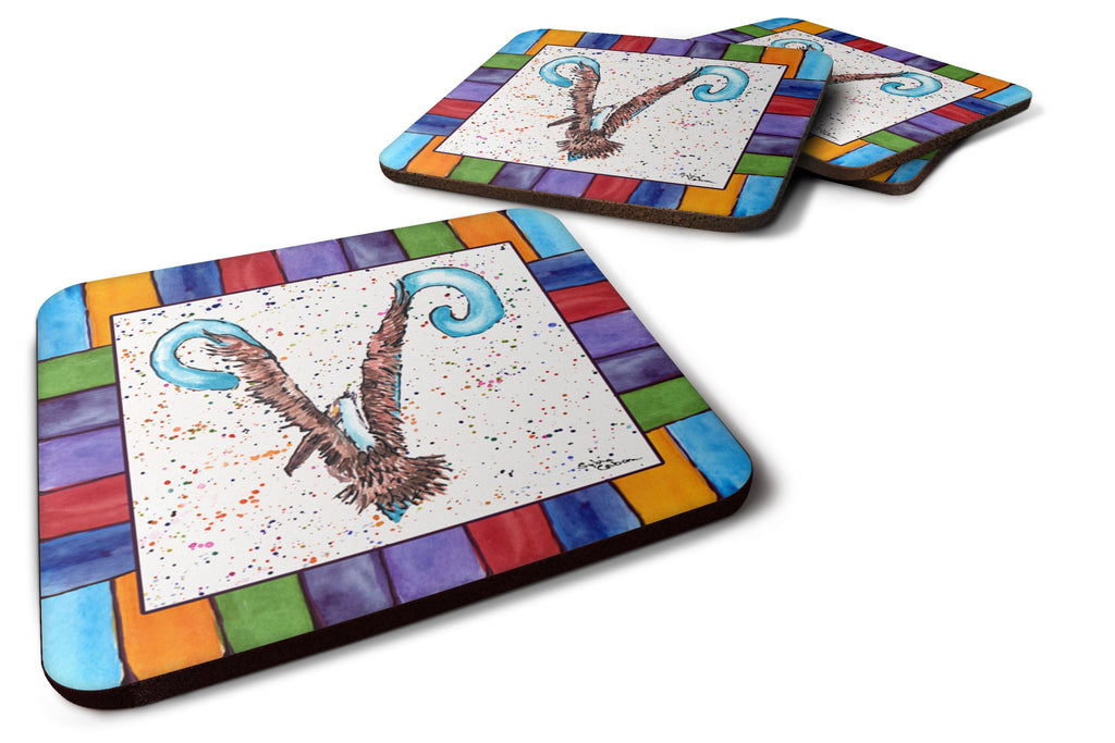 Beach and Seafood Letter V Foam Coasters Set of 4 Cup Coasters for Indoor Outdoor, Tabletop Protection, Anti Slip, Mouse pad Material