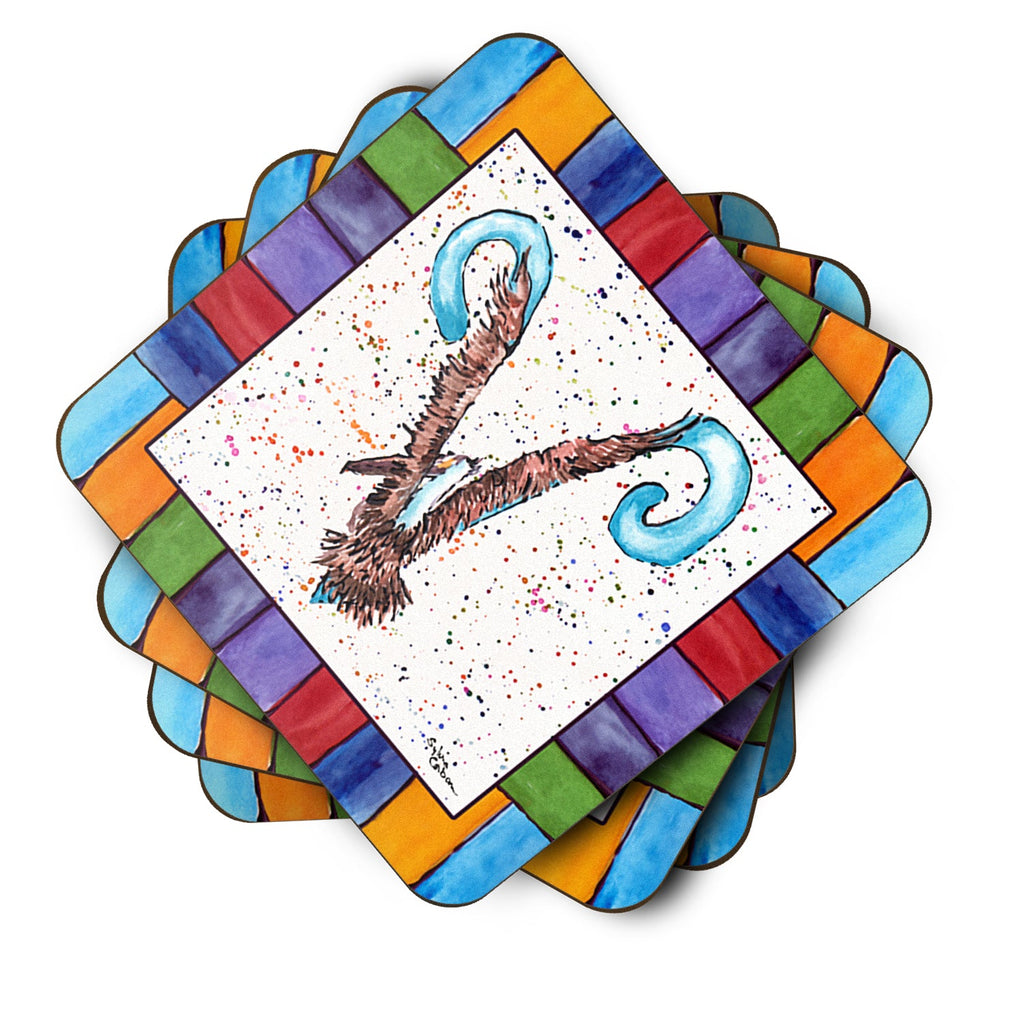 Beach and Seafood Letter V Foam Coasters Set of 4 Cup Coasters for Indoor Outdoor, Tabletop Protection, Anti Slip, Mouse pad Material