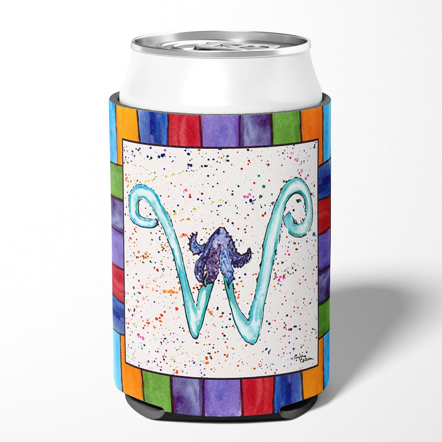 Beach and Seafood Letter W Can or Bottle Hugger Cooler Sleeve for Standard 12 oz Cans, Insulated Foam Beer & Soda Can Hugger Reusable