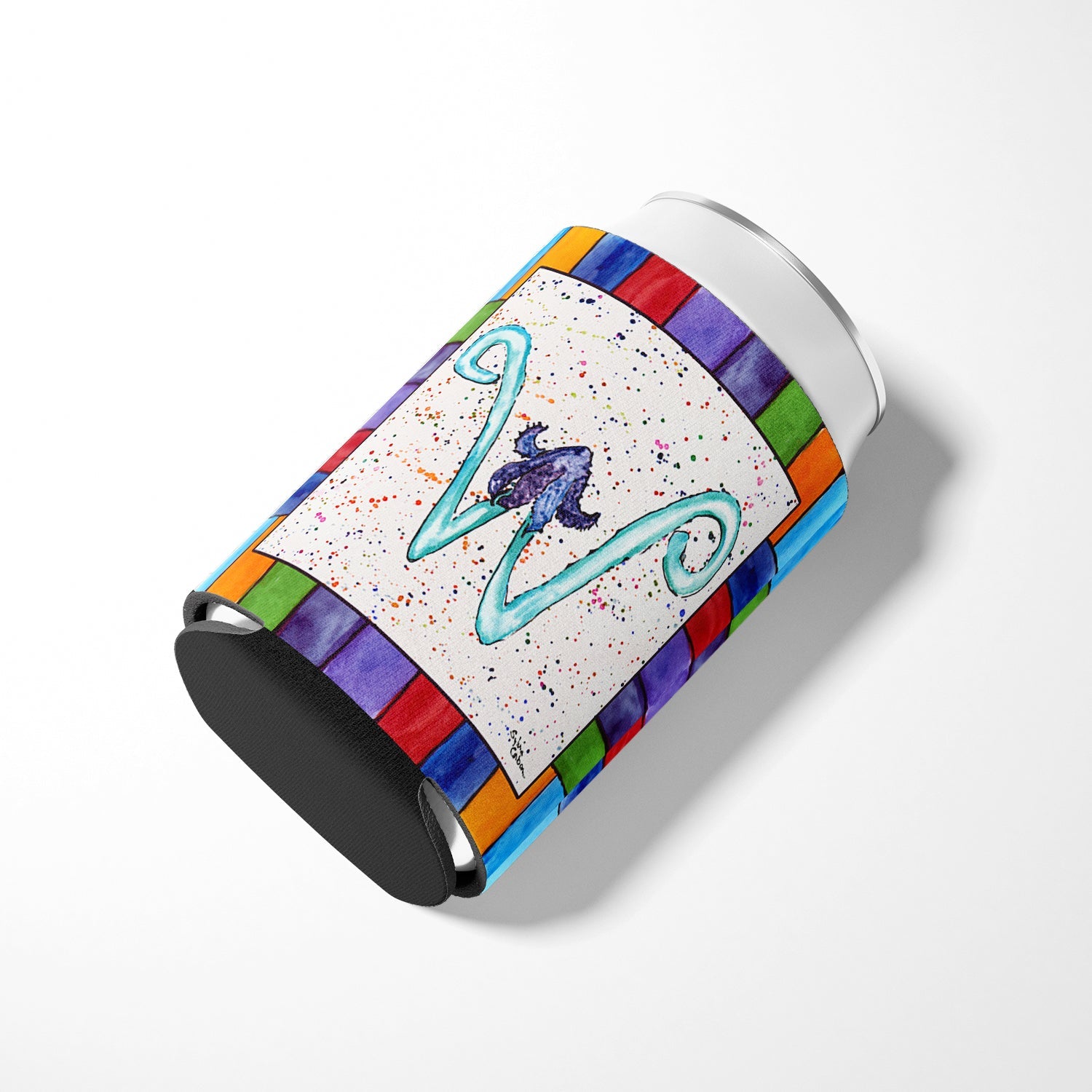 Beach and Seafood Letter W Can or Bottle Hugger Cooler Sleeve for Standard 12 oz Cans, Insulated Foam Beer & Soda Can Hugger Reusable