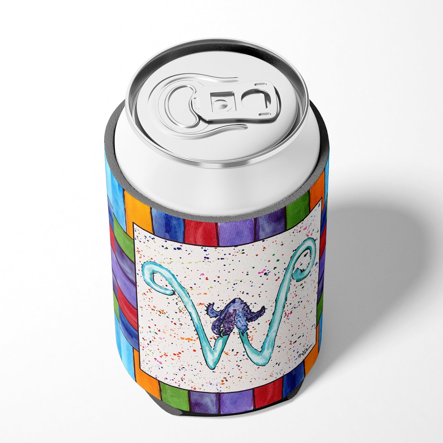 Beach and Seafood Letter W Can or Bottle Hugger Cooler Sleeve for Standard 12 oz Cans, Insulated Foam Beer & Soda Can Hugger Reusable