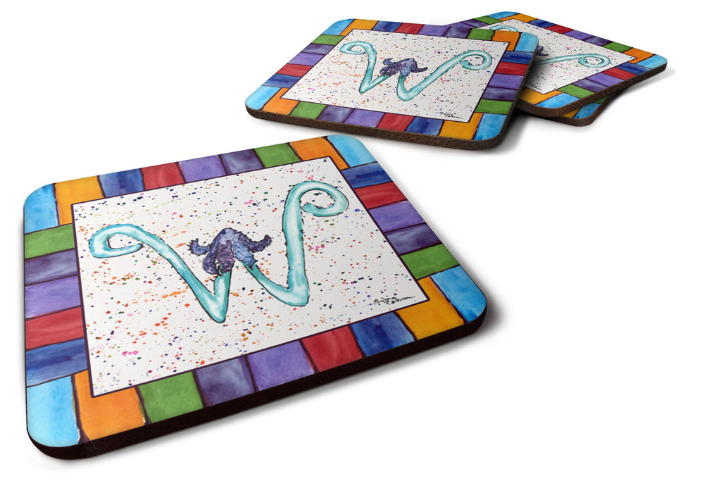 Beach and Seafood Letter W Foam Coasters Set of 4 Cup Coasters for Indoor Outdoor, Tabletop Protection, Anti Slip, Mouse pad Material