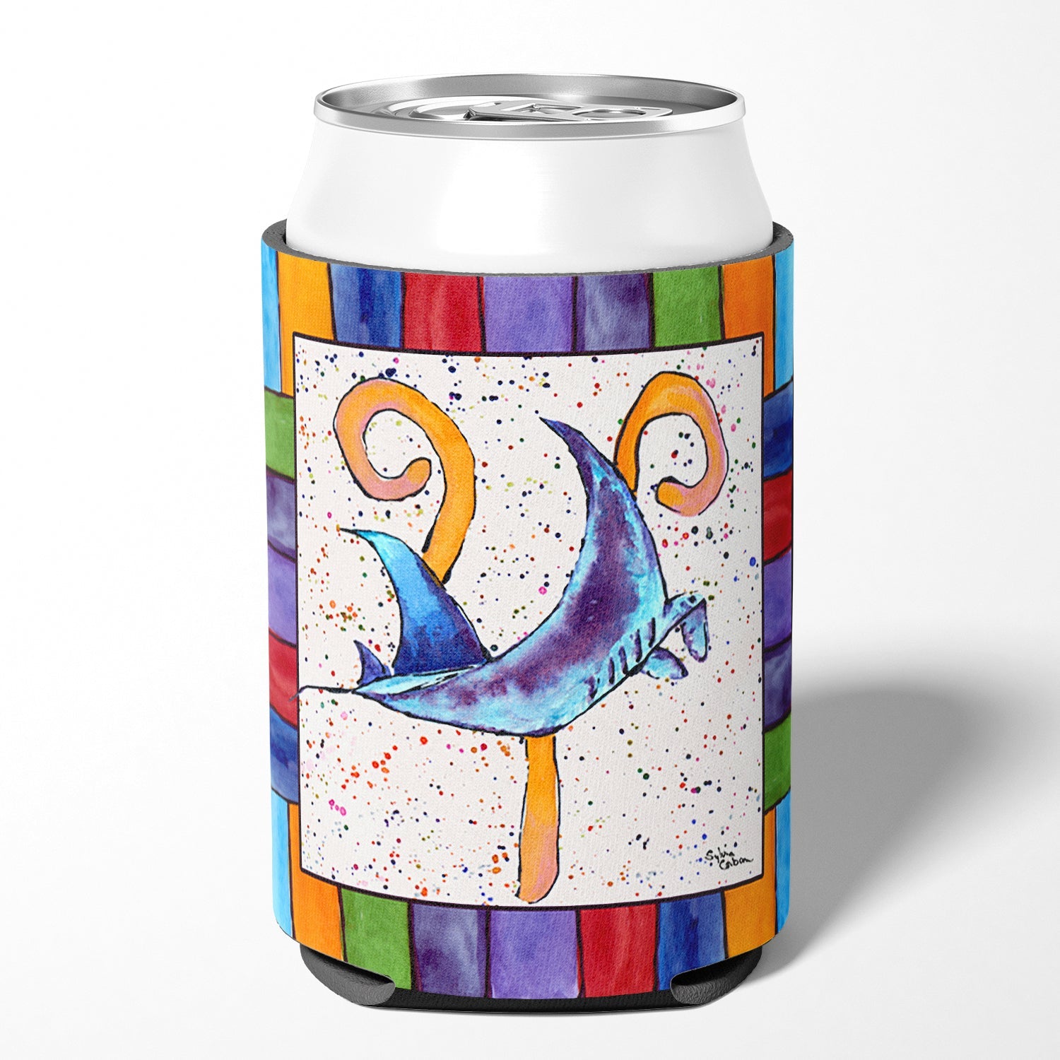 Beach and Seafood Letter Y Can or Bottle Hugger Cooler Sleeve for Standard 12 oz Cans, Insulated Foam Beer & Soda Can Hugger Reusable