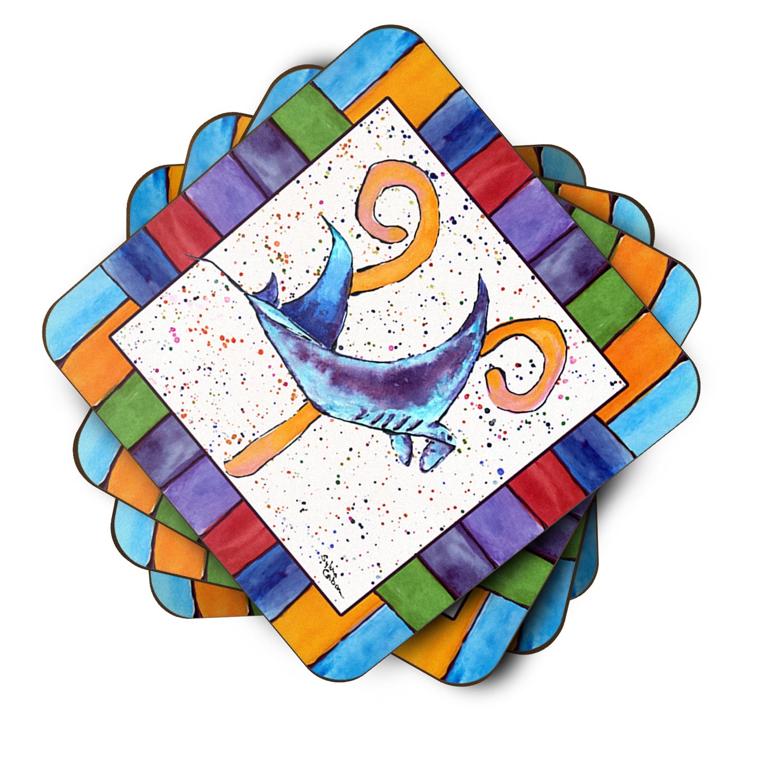 Beach and Seafood Letter Y Foam Coasters Set of 4 Cup Coasters for Indoor Outdoor, Tabletop Protection, Anti Slip, Mouse pad Material