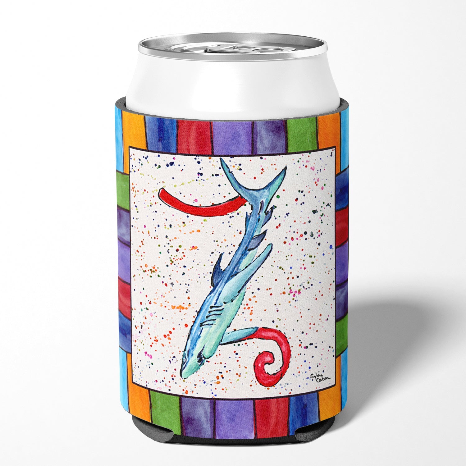 Beach and Seafood Letter Z Can or Bottle Hugger Cooler Sleeve for Standard 12 oz Cans, Insulated Foam Beer & Soda Can Hugger Reusable