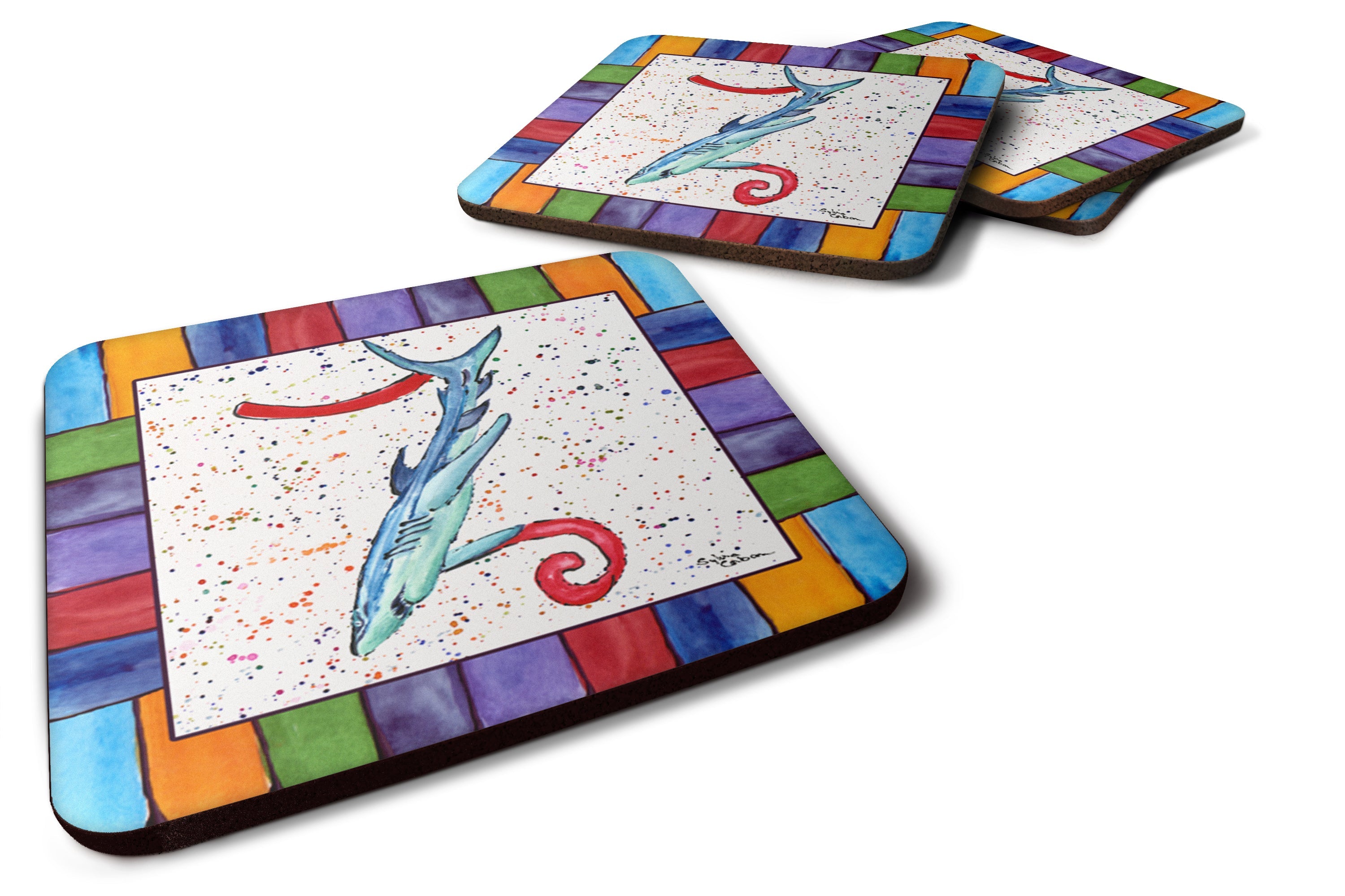 Beach and Seafood Letter Z Foam Coasters Set of 4 Cup Coasters for Indoor Outdoor, Tabletop Protection, Anti Slip, Mouse pad Material
