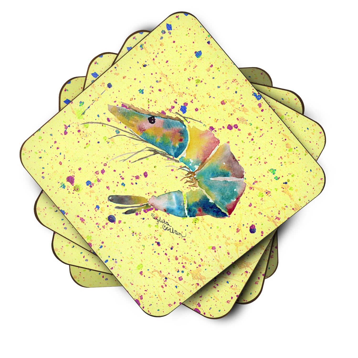 Shrimp Foam Coasters Set of 4 Cup Coasters for Indoor Outdoor, Tabletop Protection, Anti Slip, Mouse pad Material