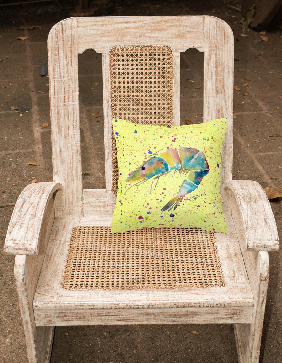 Shrimp Decorative Throw Pillow 14x14 Indoor Outdoor Accent Cushion, Fabric Cover with Insert for Sofa, Bed, Porch & Living Room