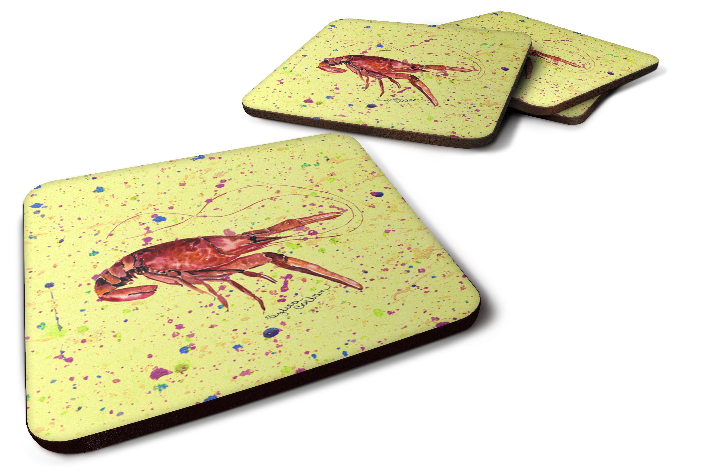 Crawfish Foam Coasters Set of 4 Cup Coasters for Indoor Outdoor, Tabletop Protection, Anti Slip, Mouse pad Material