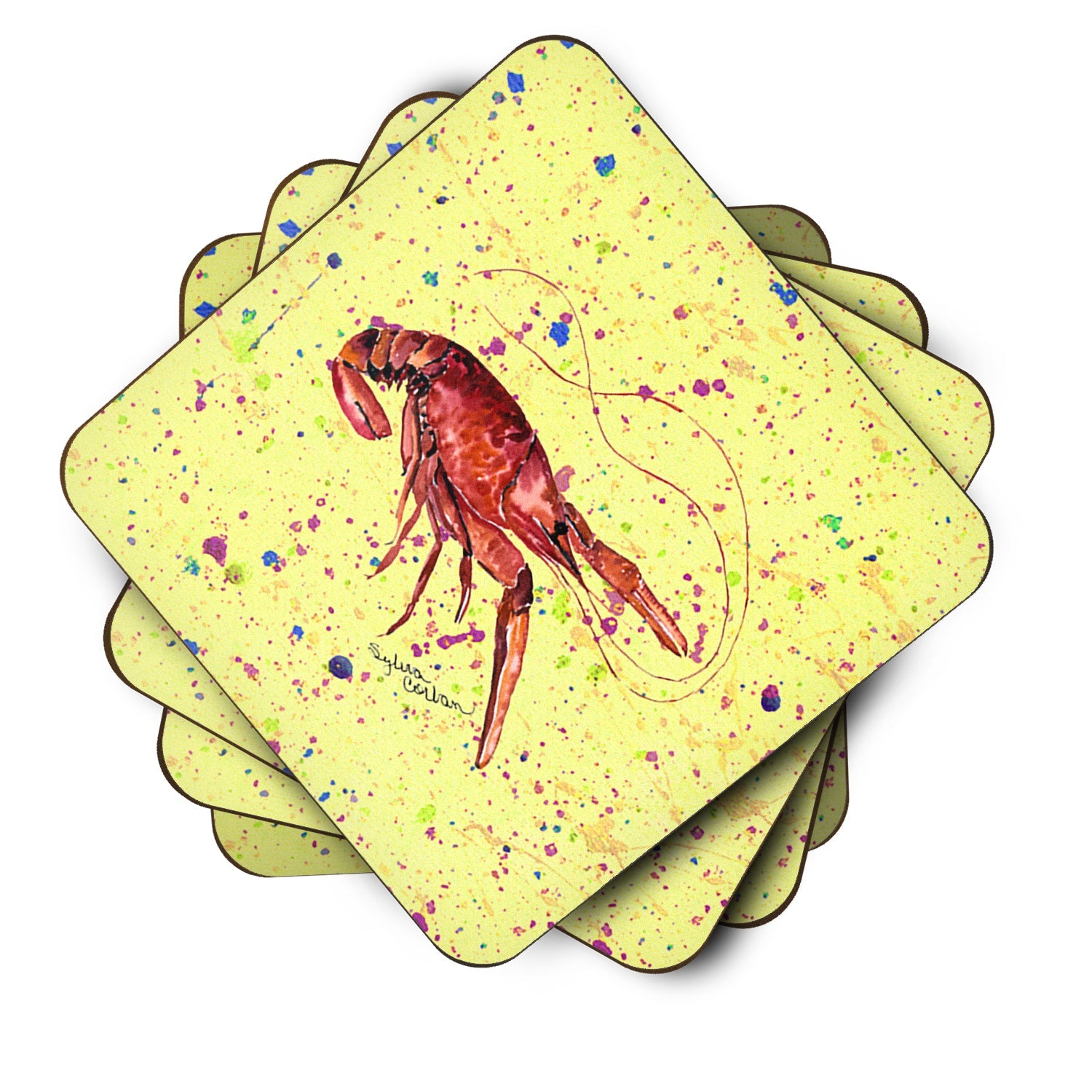 Crawfish Foam Coasters Set of 4 Cup Coasters for Indoor Outdoor, Tabletop Protection, Anti Slip, Mouse pad Material