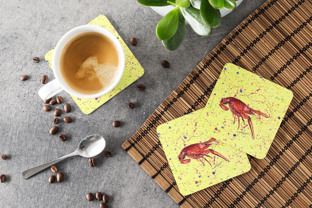Crawfish Foam Coasters Set of 4 Cup Coasters for Indoor Outdoor, Tabletop Protection, Anti Slip, Mouse pad Material