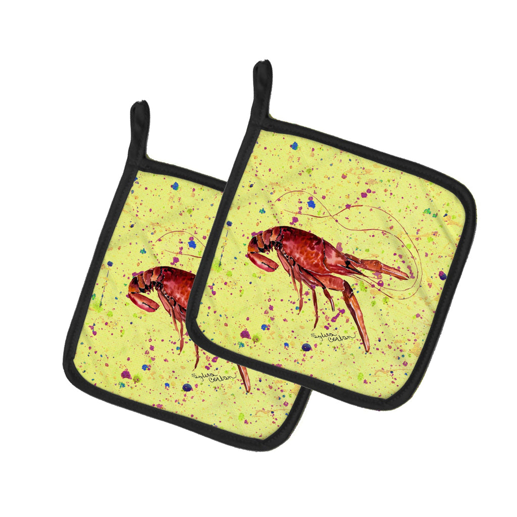Crawfish Pot Holder Set of 2 Heat Resistant Quilted Hot Pads 7.5 x 7.5 Inch, Insulated Kitchen Trivets for Cooking & Baking