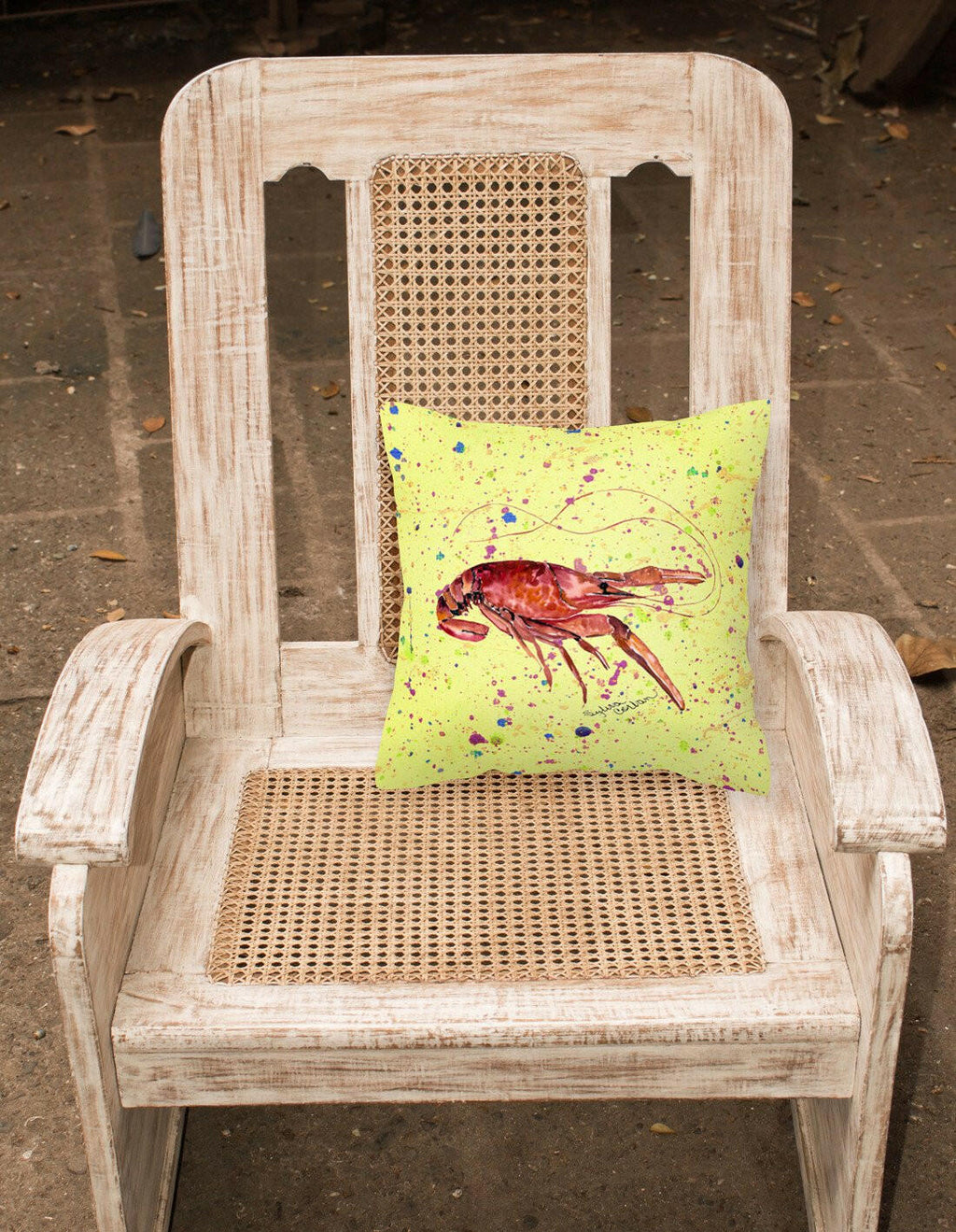 Crawfish Decorative Throw Pillow 14x14 Indoor Outdoor Accent Cushion, Fabric Cover with Insert for Sofa, Bed, Porch & Living Room