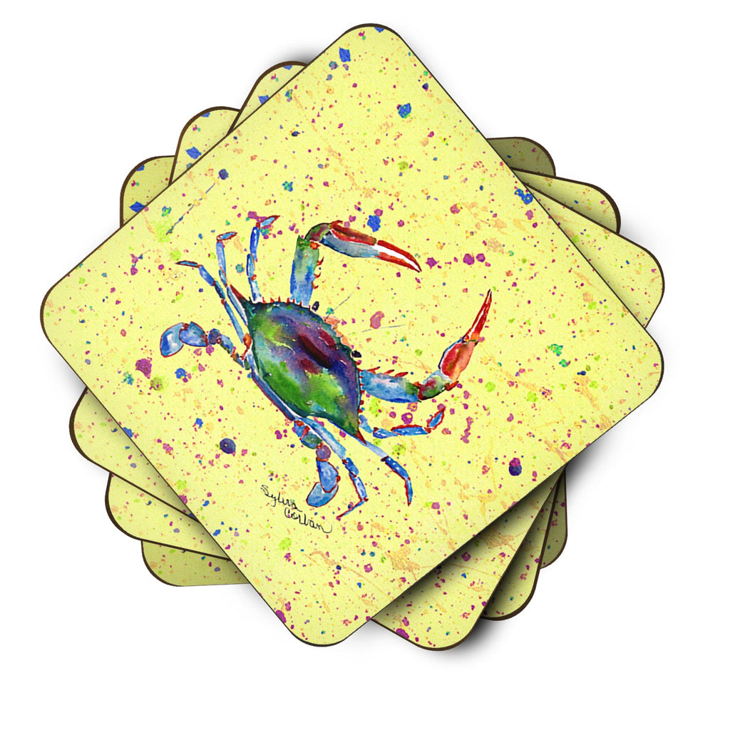 Crab Foam Coasters Set of 4 Cup Coasters for Indoor Outdoor, Tabletop Protection, Anti Slip, Mouse pad Material